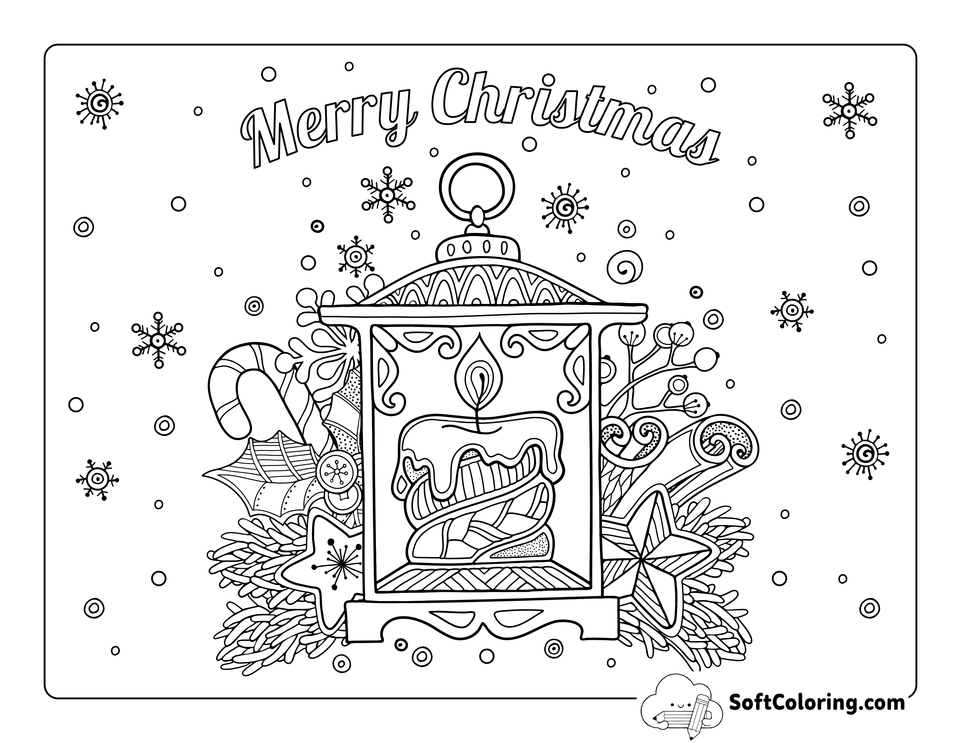 Christmas Lantern Coloring Page for Adults