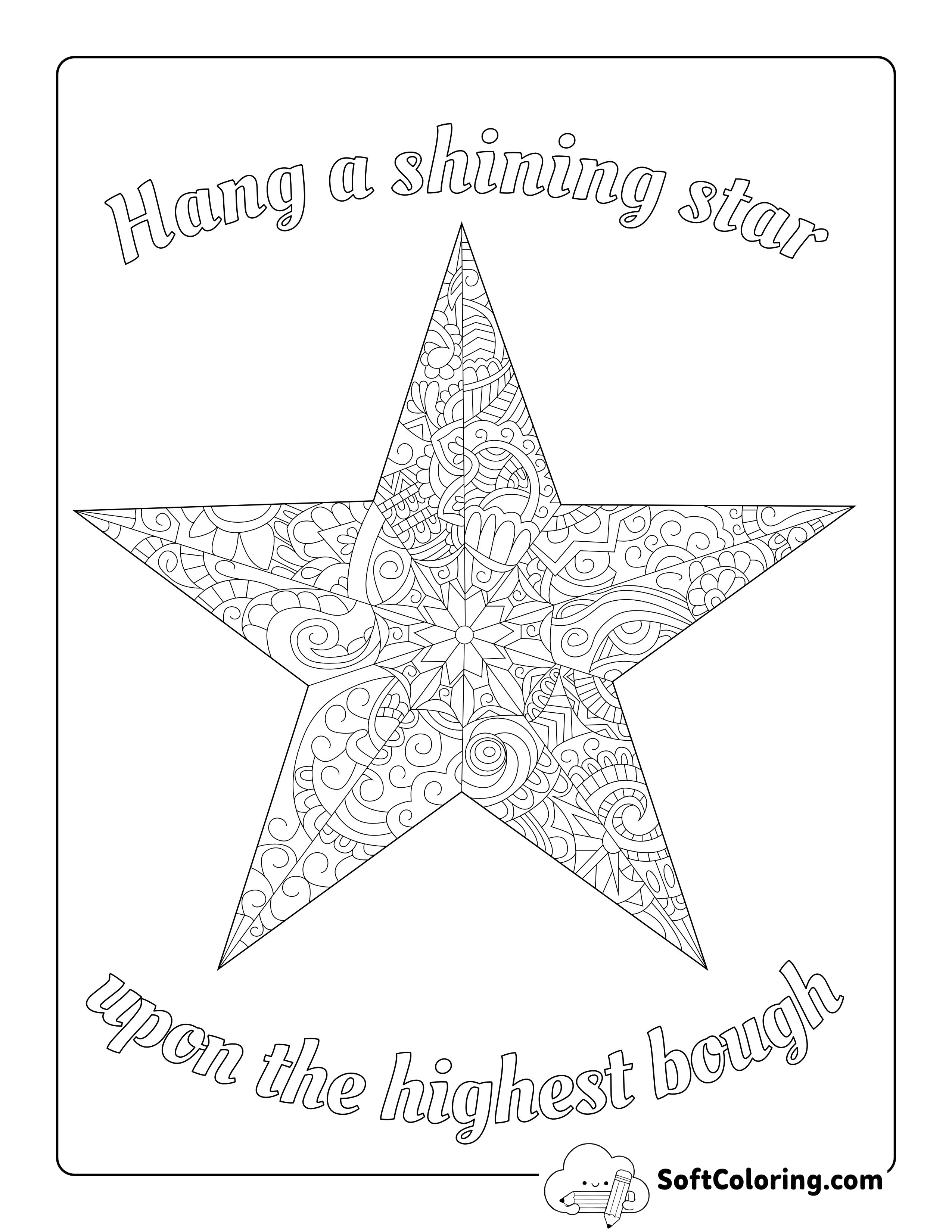 Christmas Star Zentangle to Color