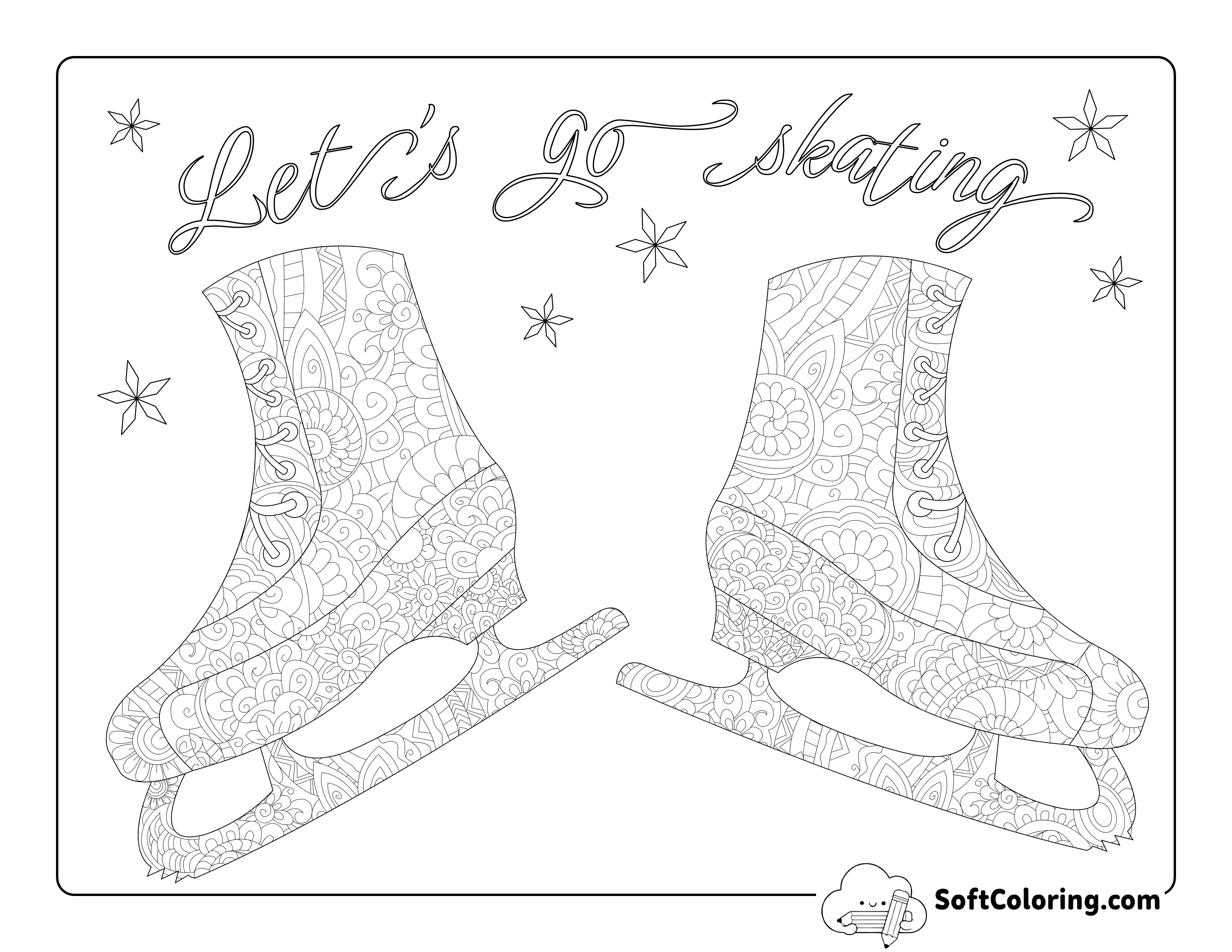 Ice Skates Zentangle to Color