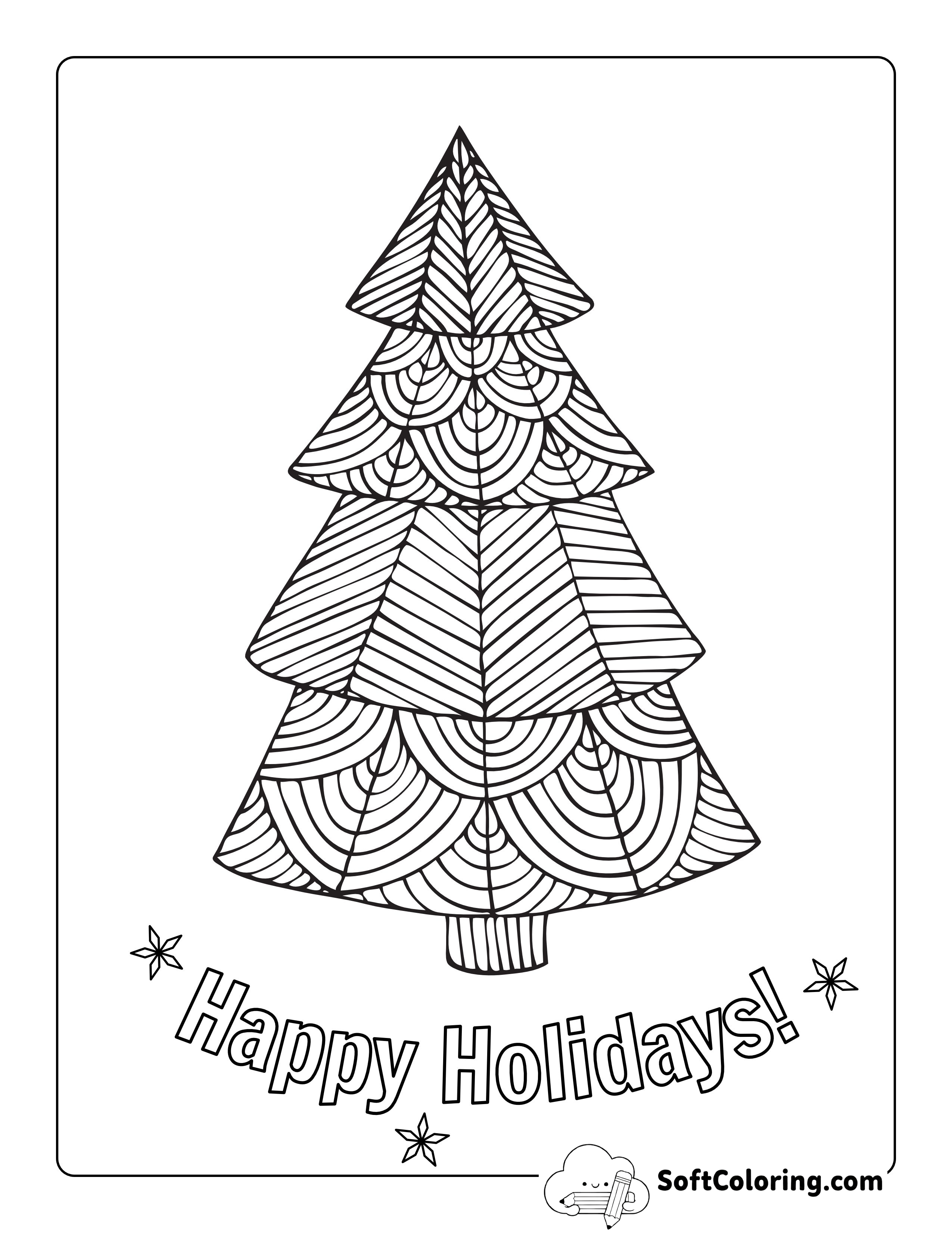Geometric Christmas Tree Coloring Page
