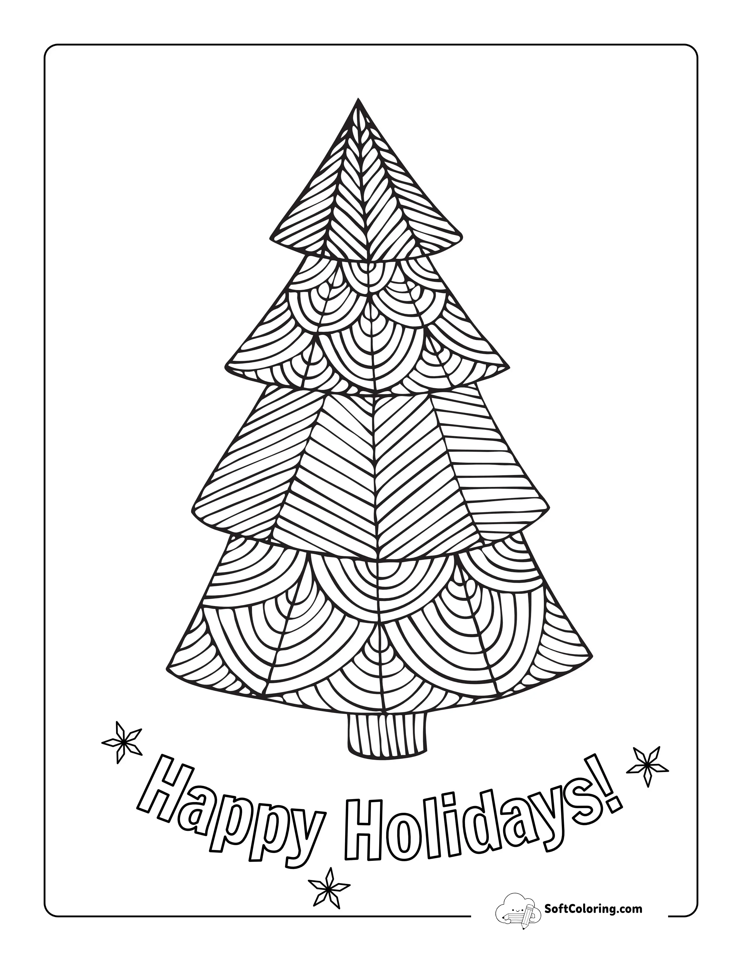 Geometric Christmas Tree Coloring Page