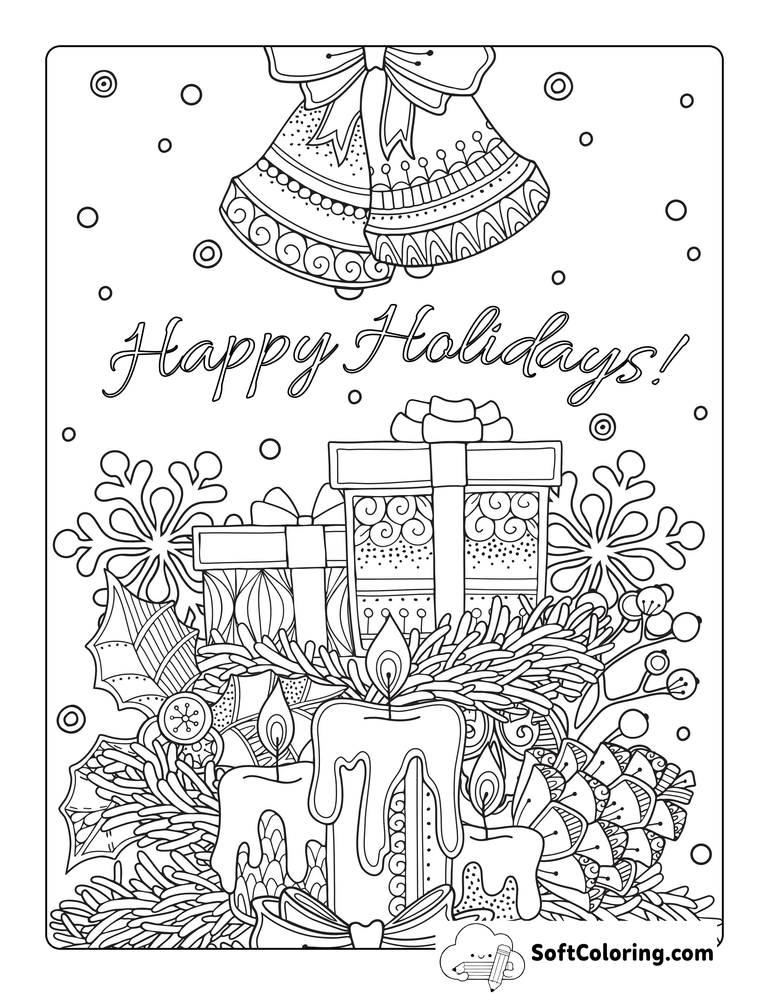 Detailed Christmas Coloring Page for Adults
