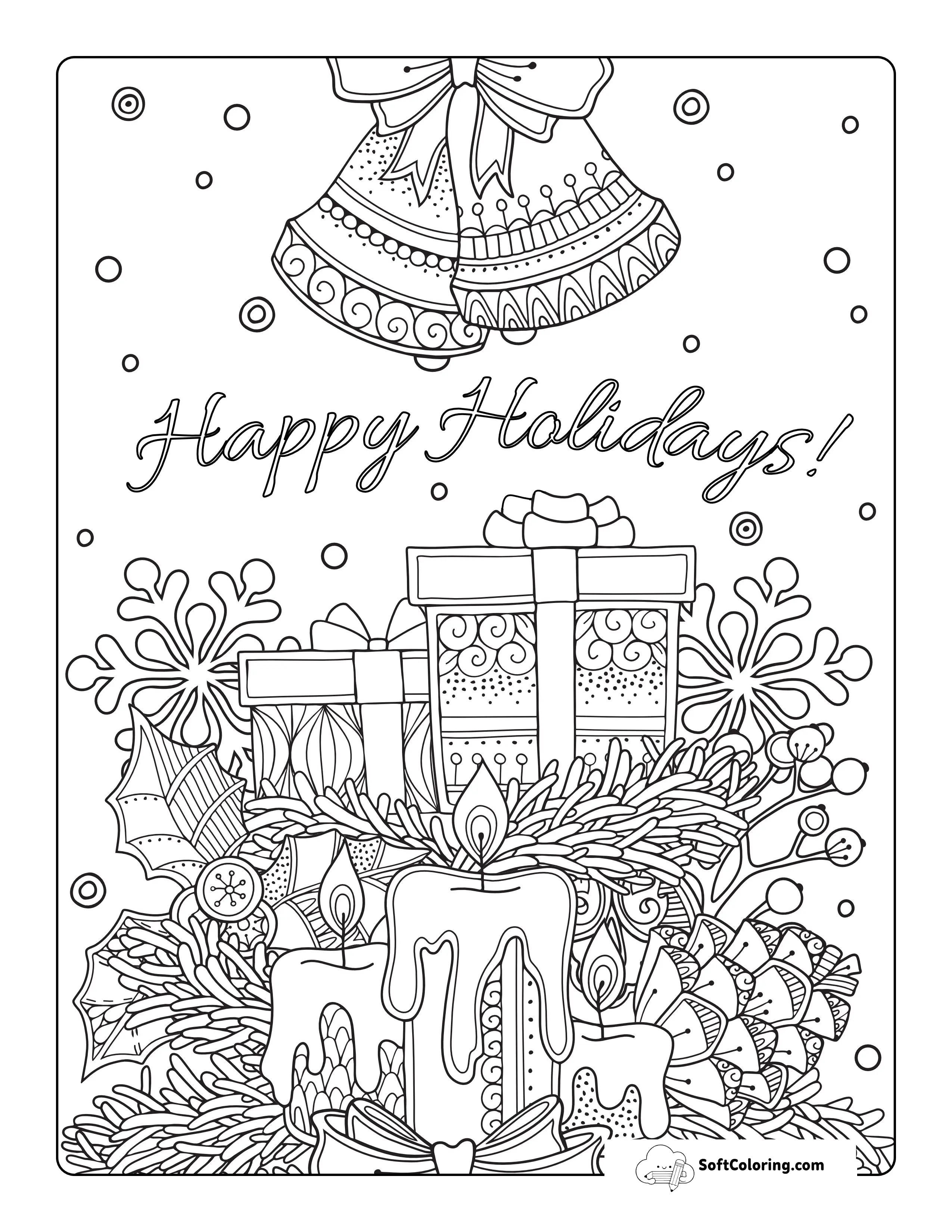Detailed Christmas Coloring Page For Adults