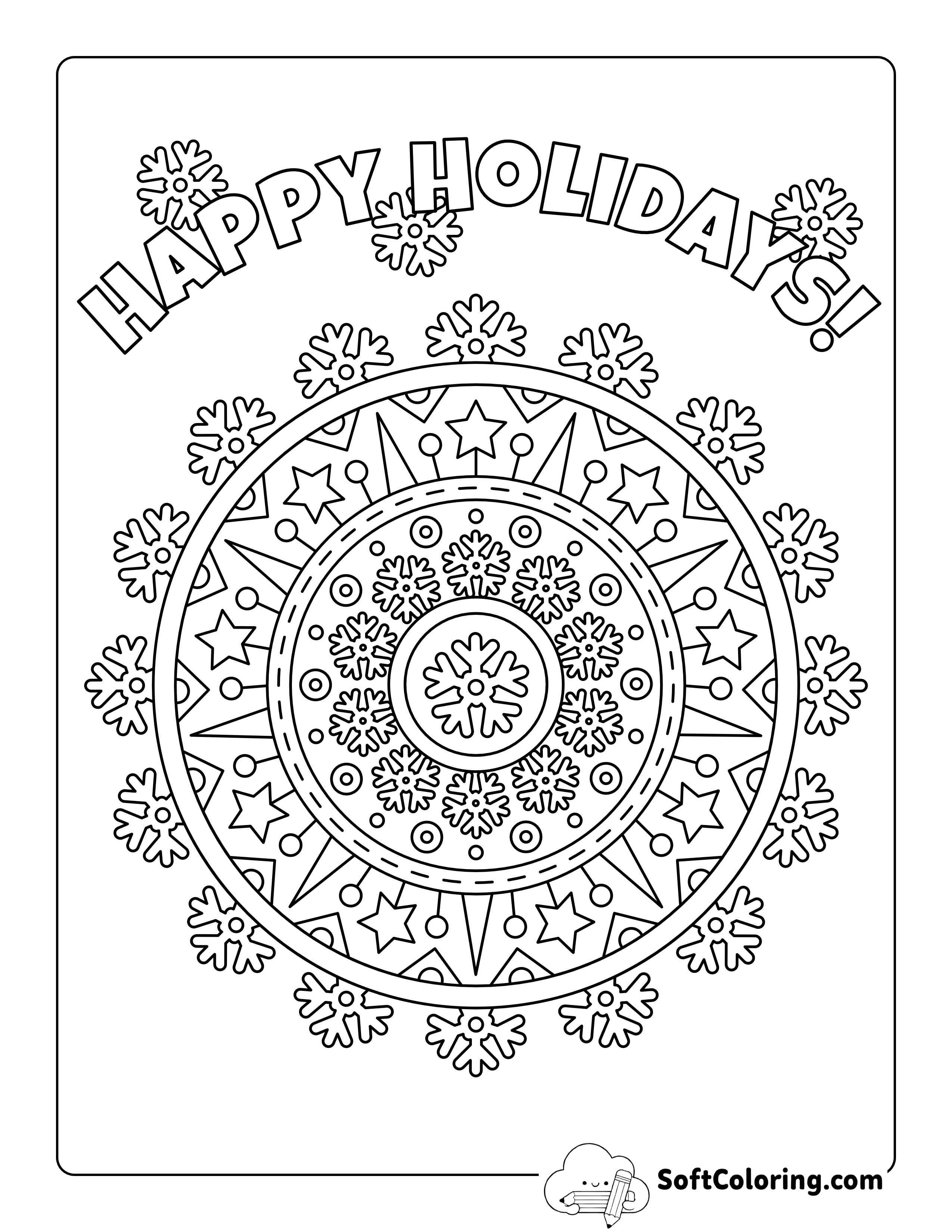 Christmas Snowflake Mandala to Color