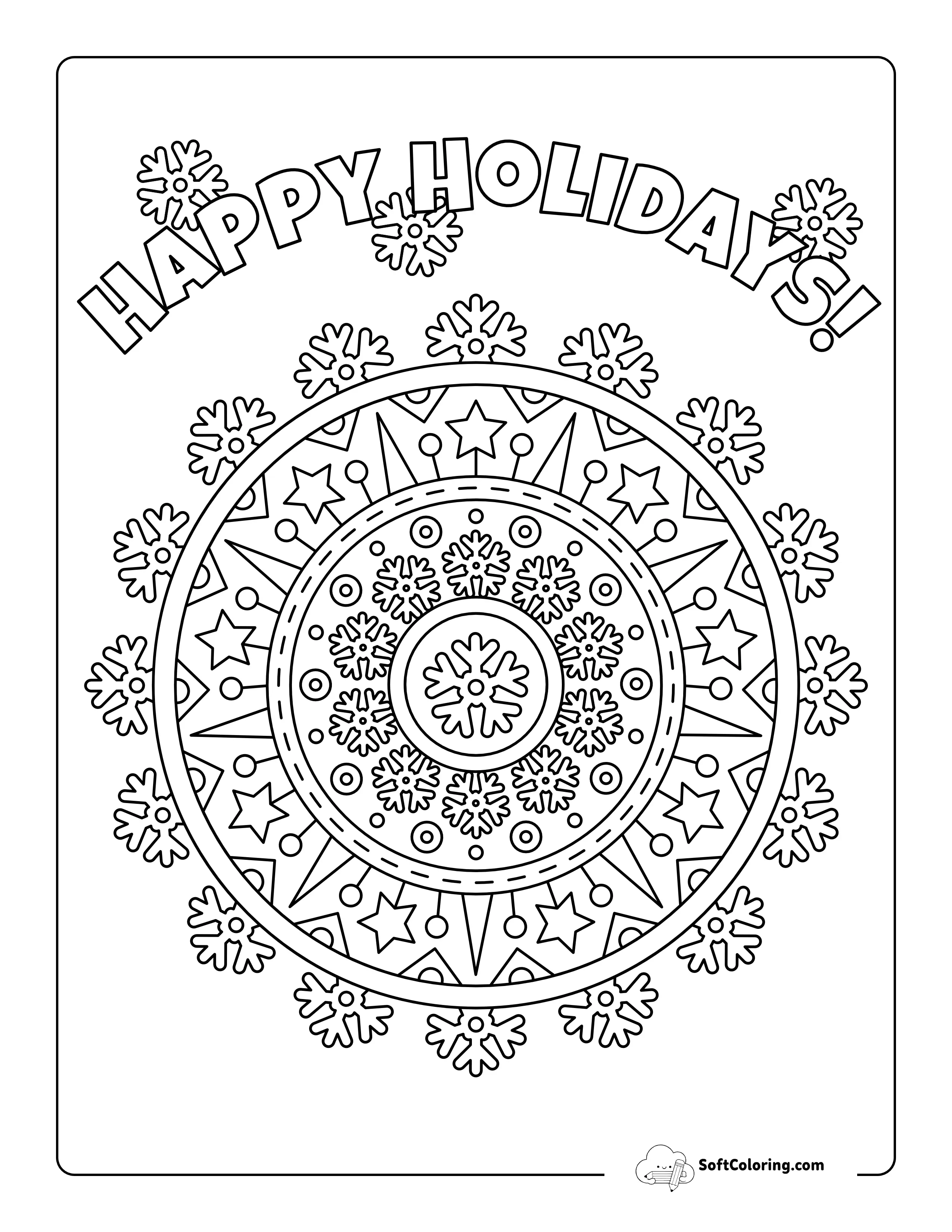Christmas Snowflake Mandala To Color