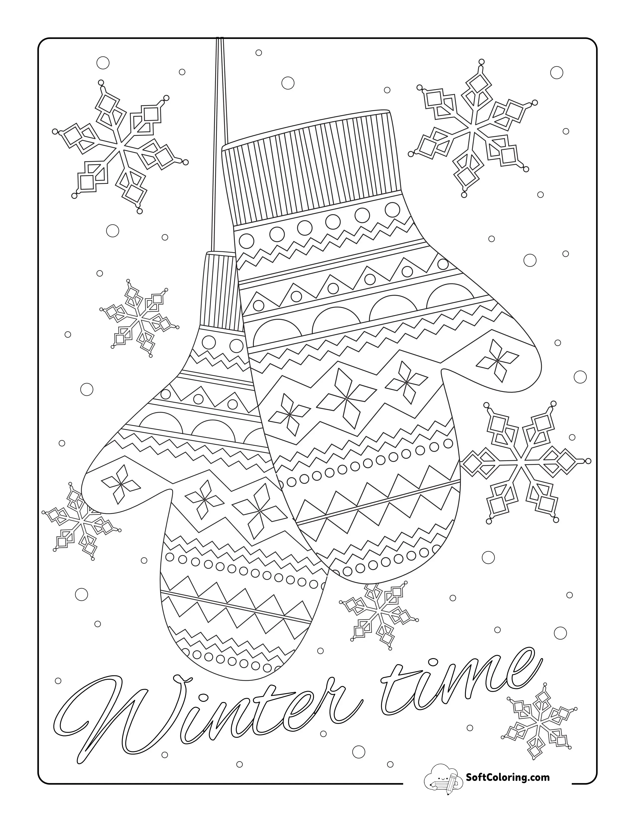 Christmas Mittens Picture To Color