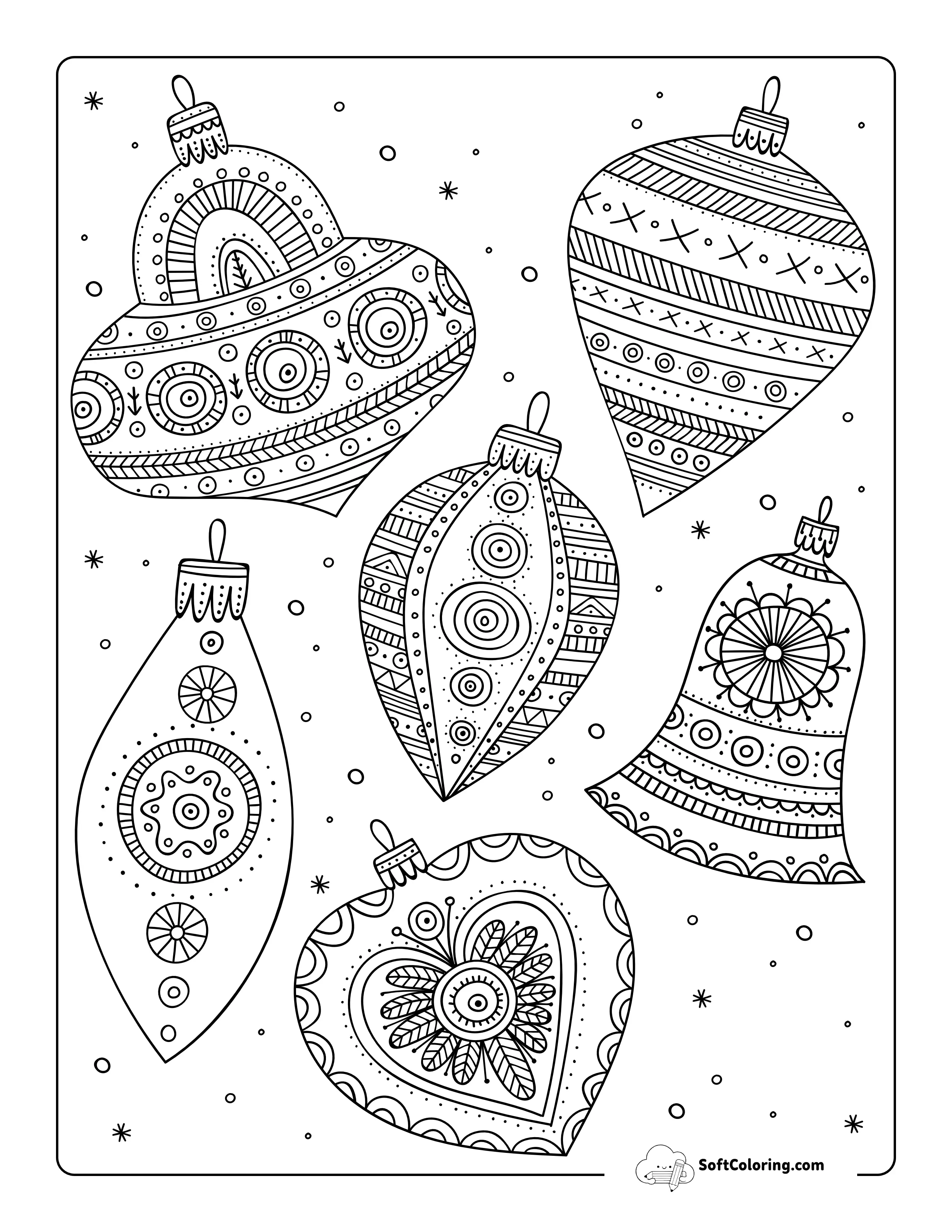 Christmas Ornaments Coloring Page