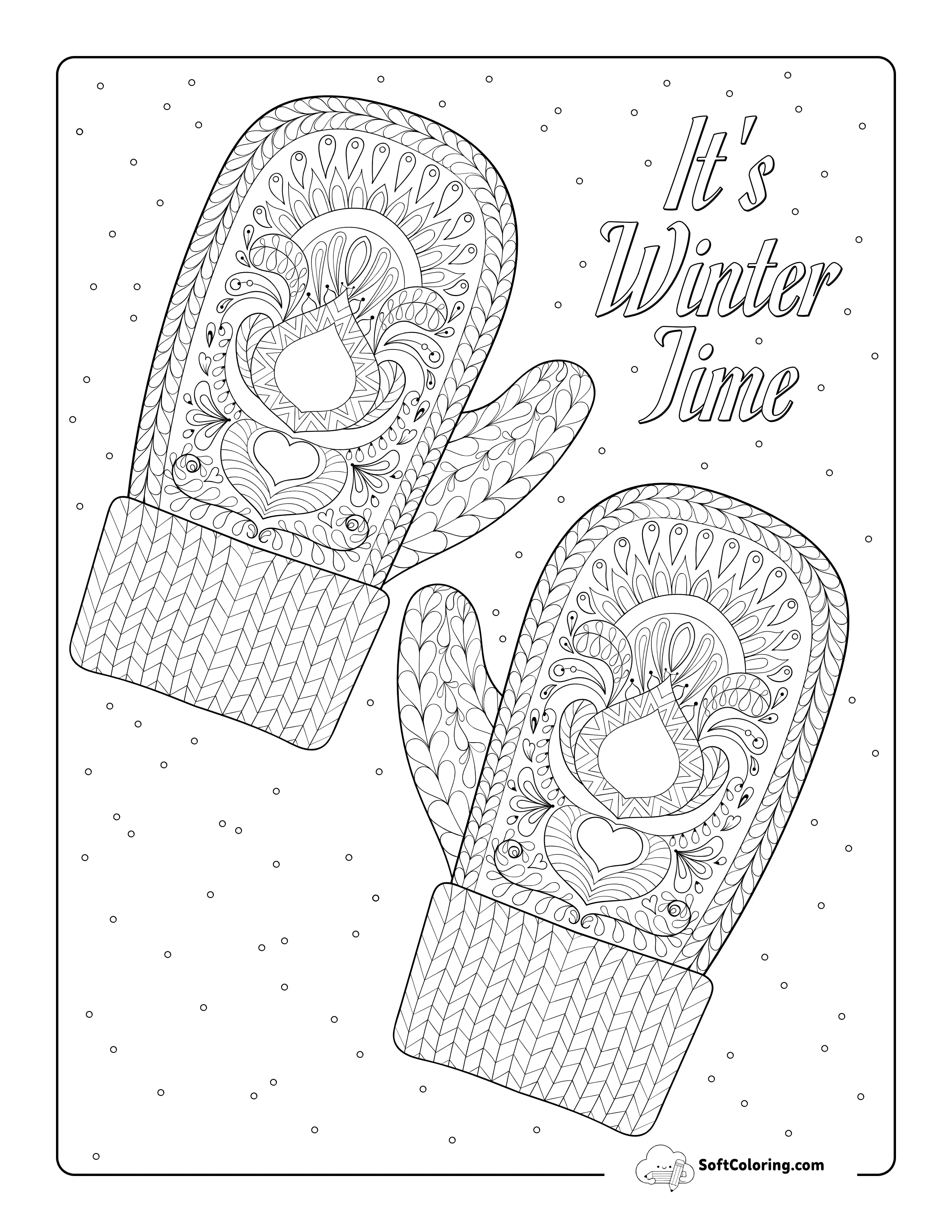 Free Printable Winter Mittens Coloring Page For Adults