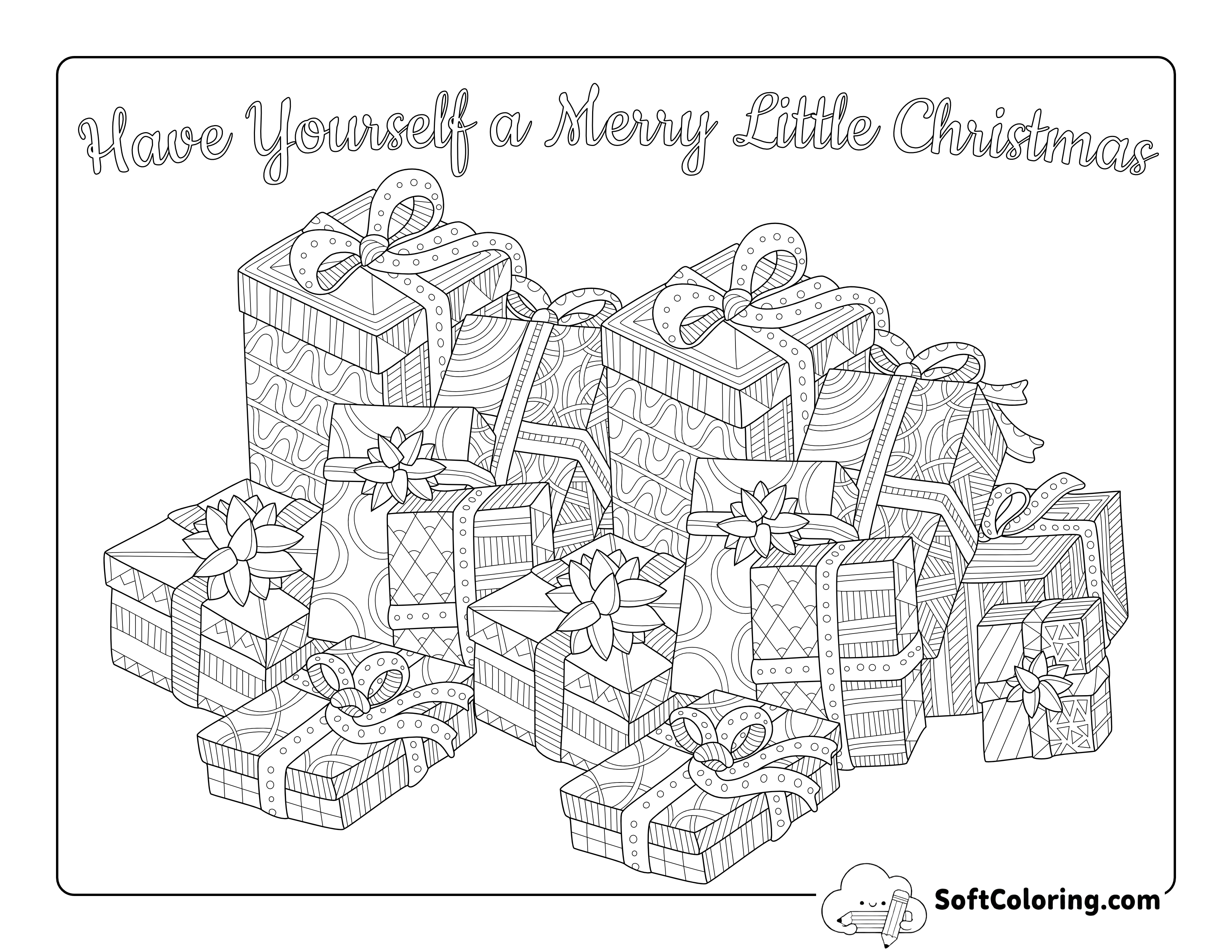 Pile of Presents Coloring Page for Adults