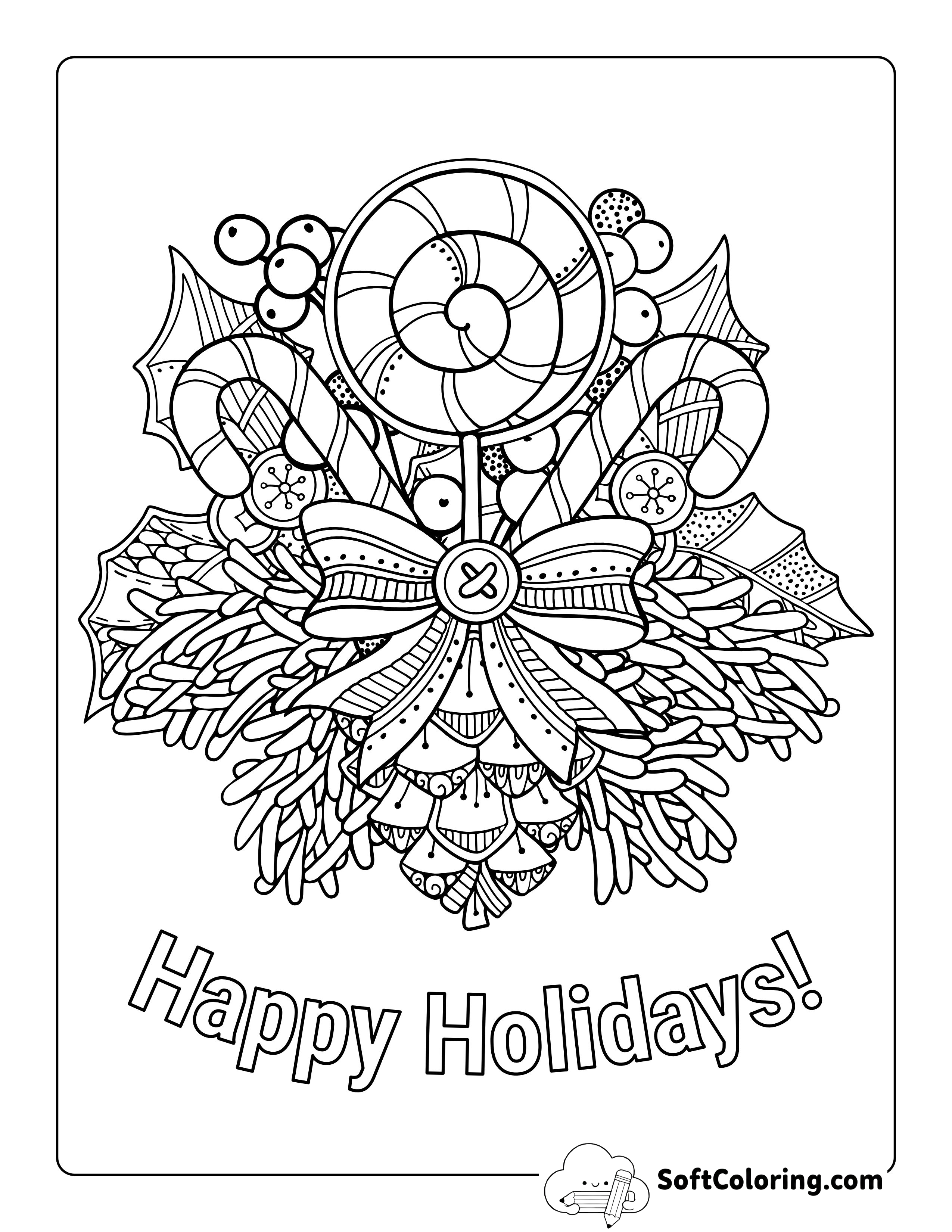 "Happy Holidays" Coloring Page