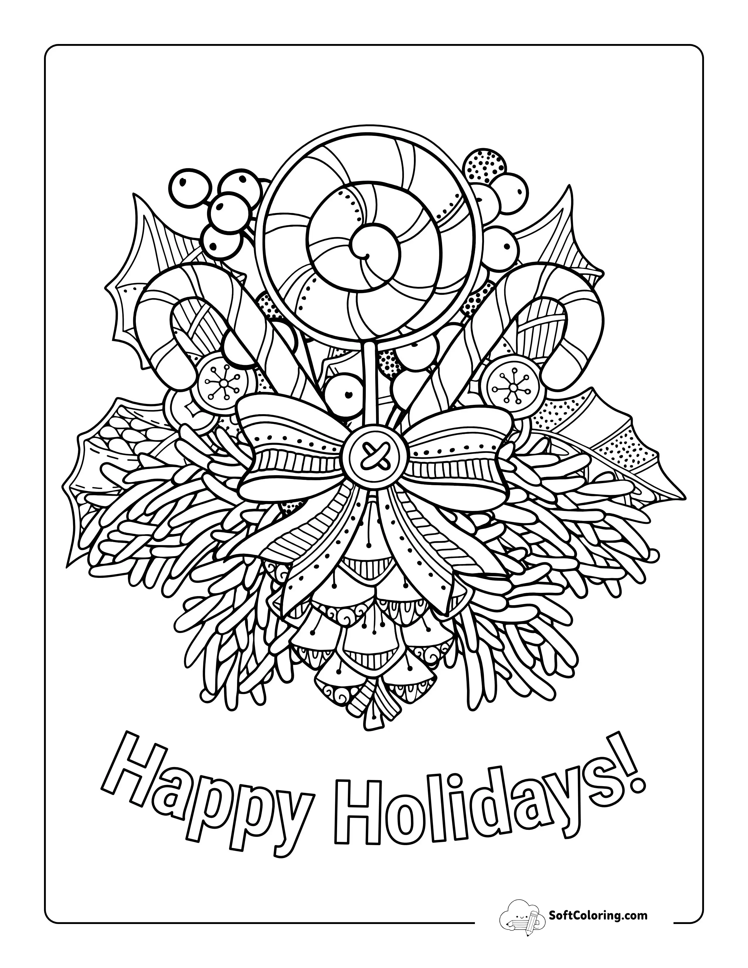 "Happy Holidays" Coloring Page