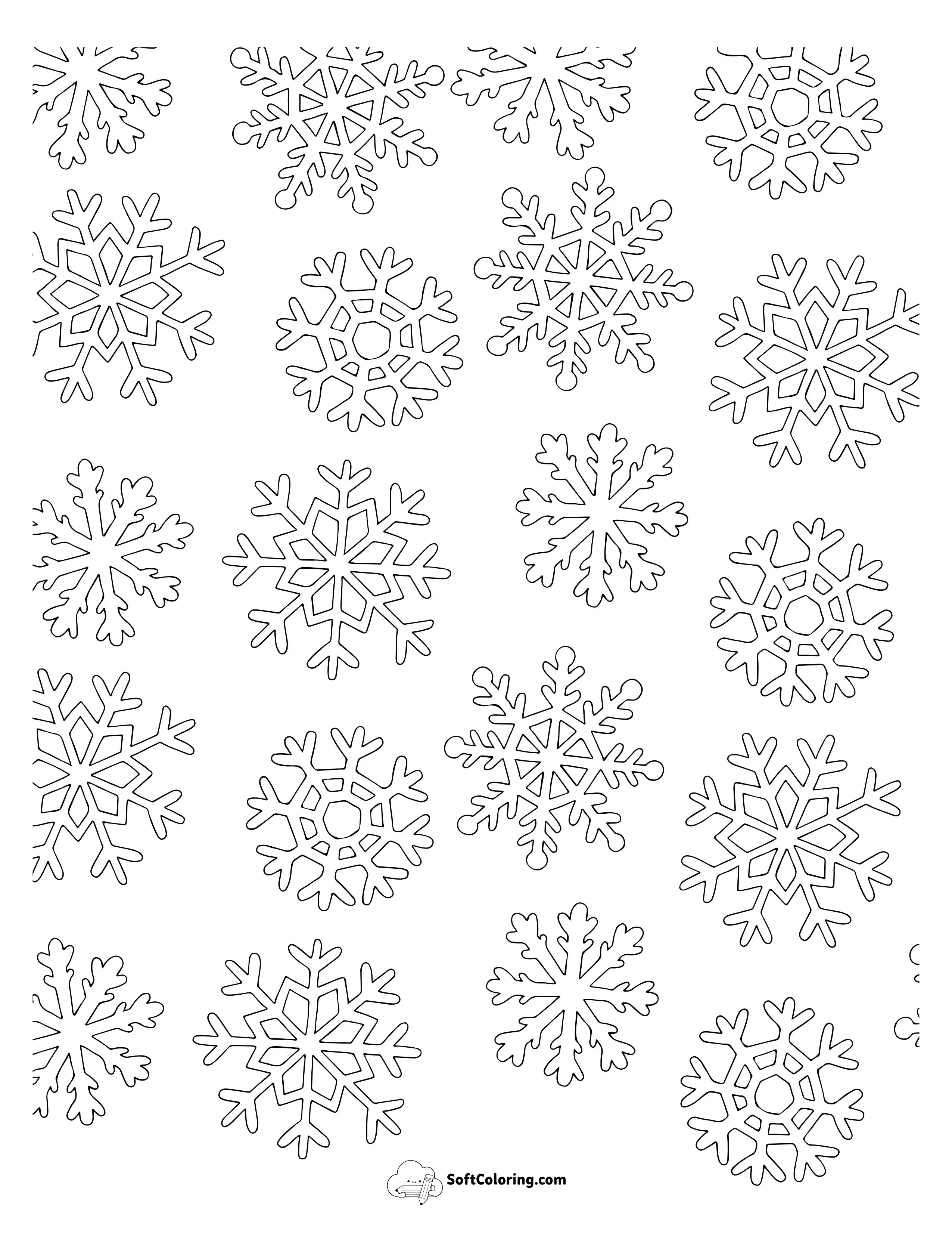 Winter Snowflakes Coloring Sheet