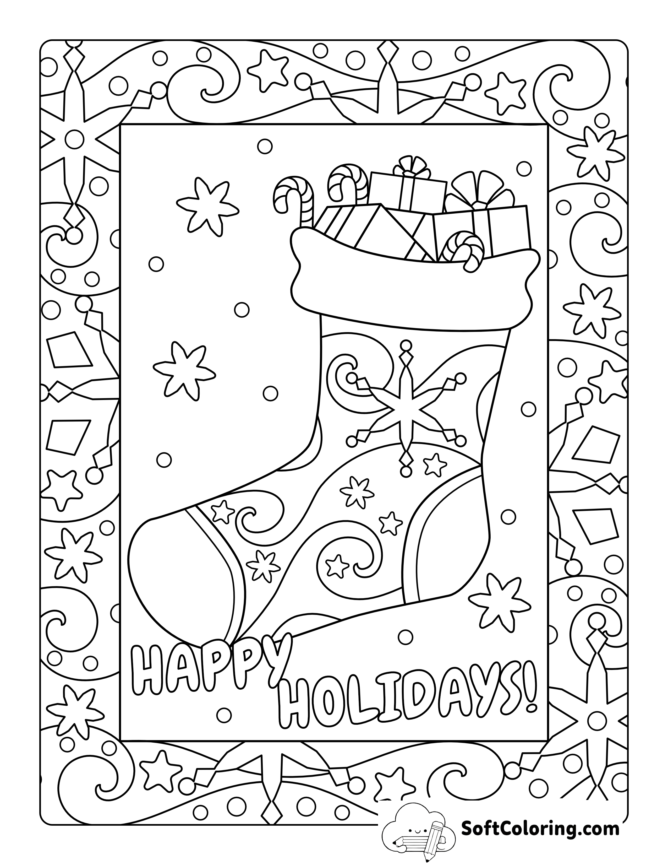 Christmas Stocking Doodle to Color