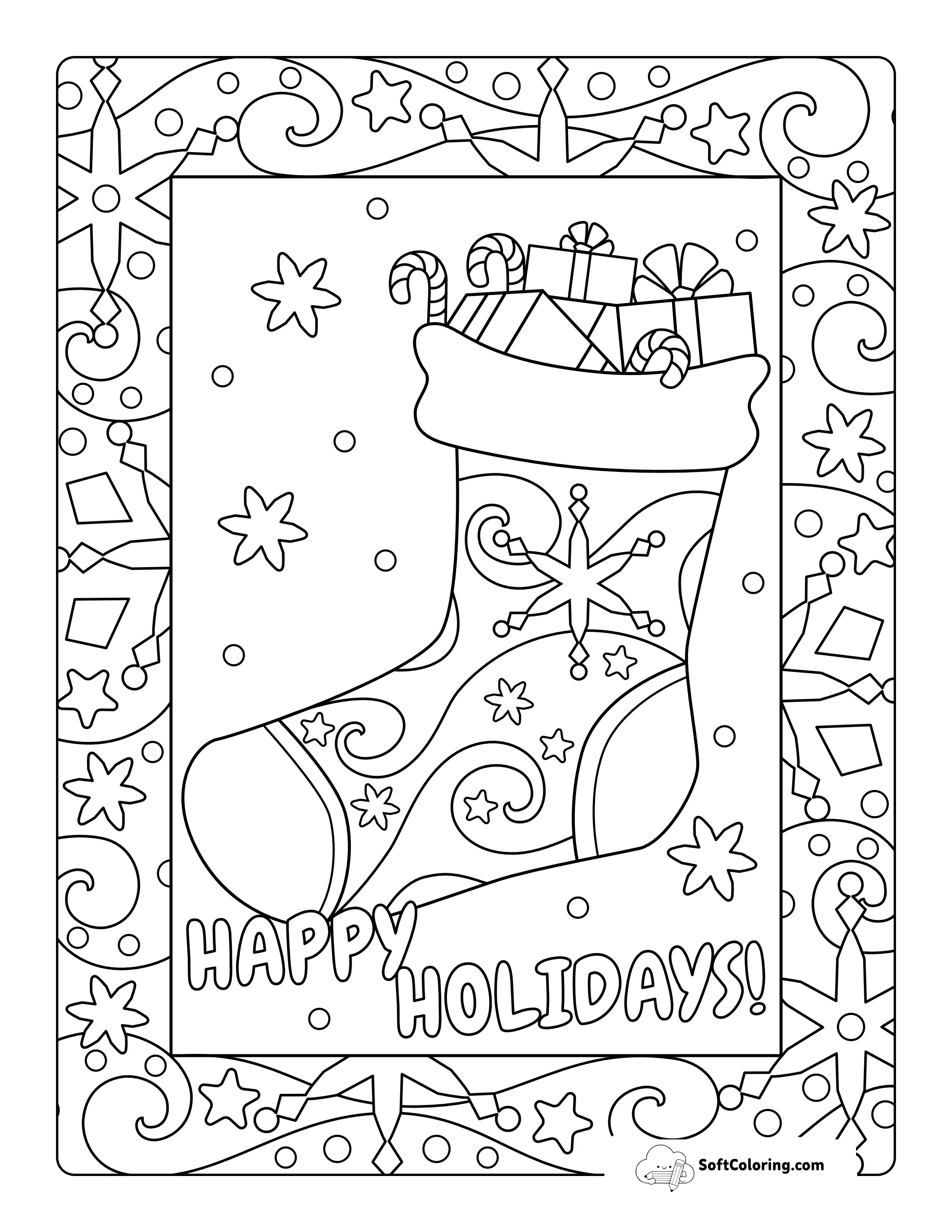 Christmas Stocking Doodle To Color
