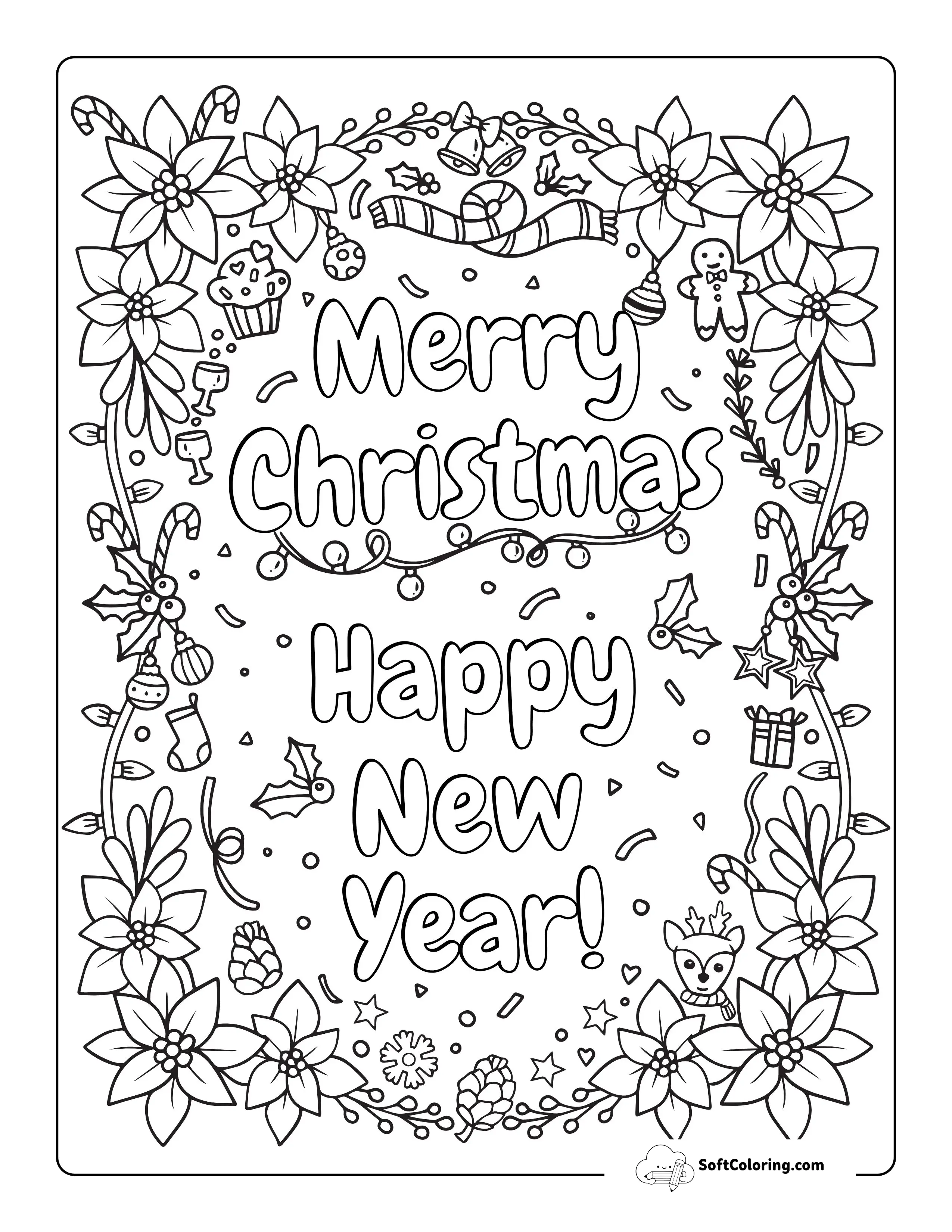 "Merry Christmas" Printable Drawing To Color