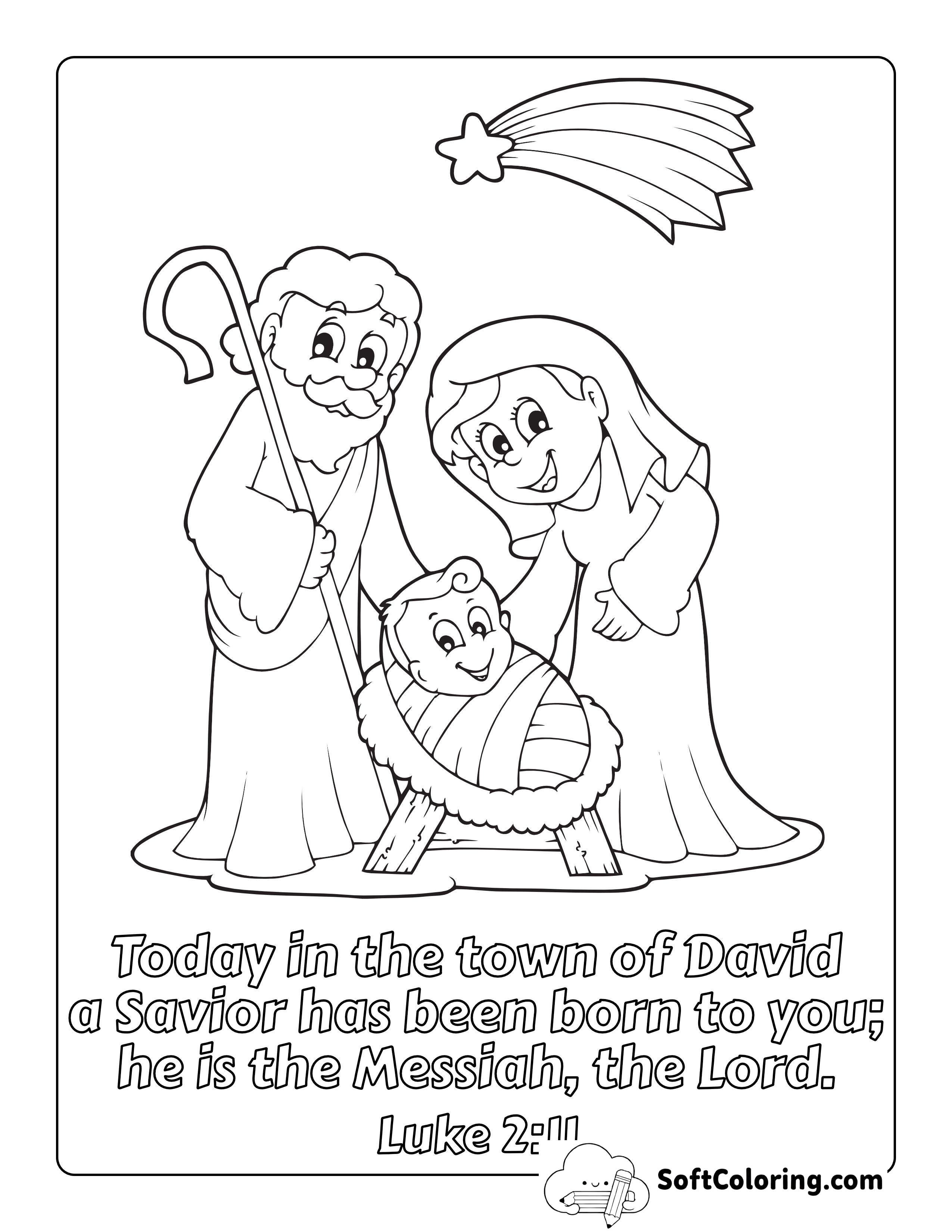 Christmas Star Nativity Coloring Page