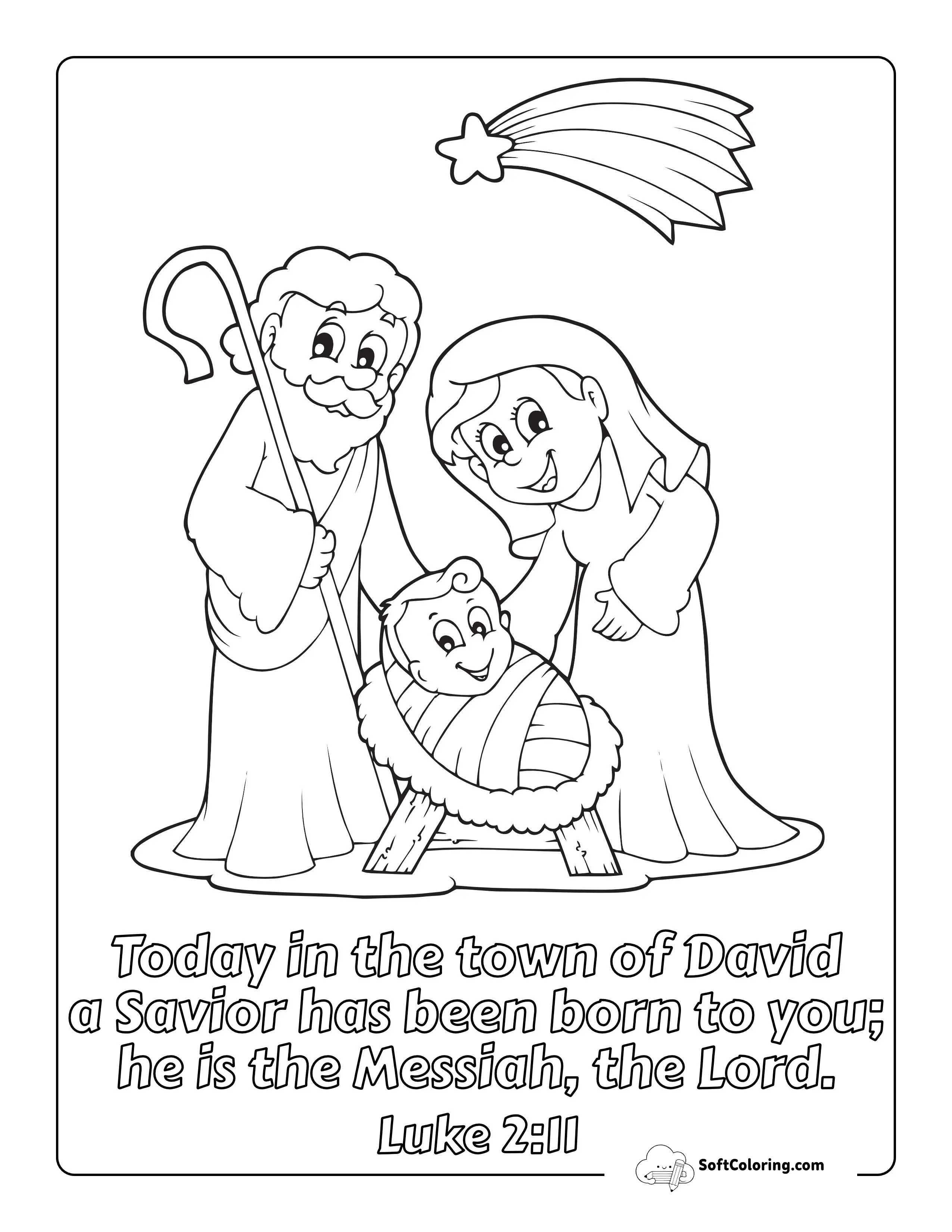 Christmas Star Nativity Coloring Page