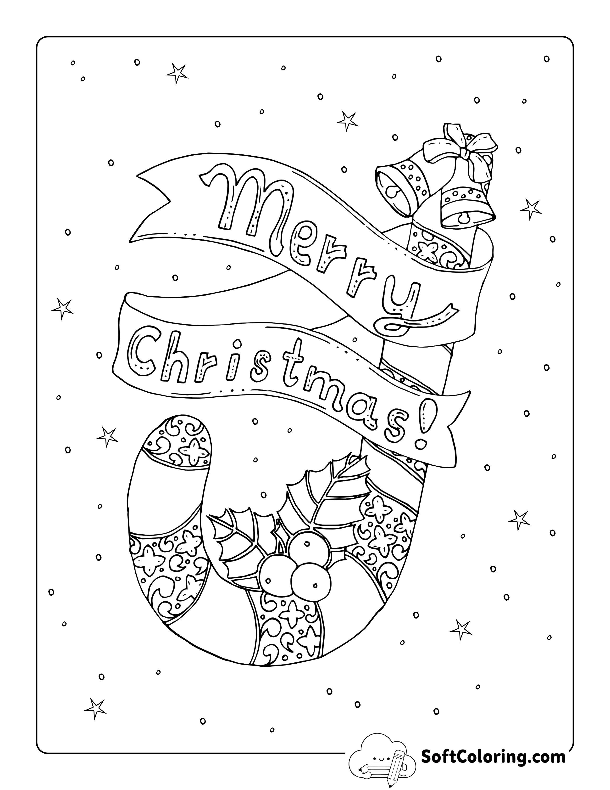 Christmas Candy Cane Coloring Page