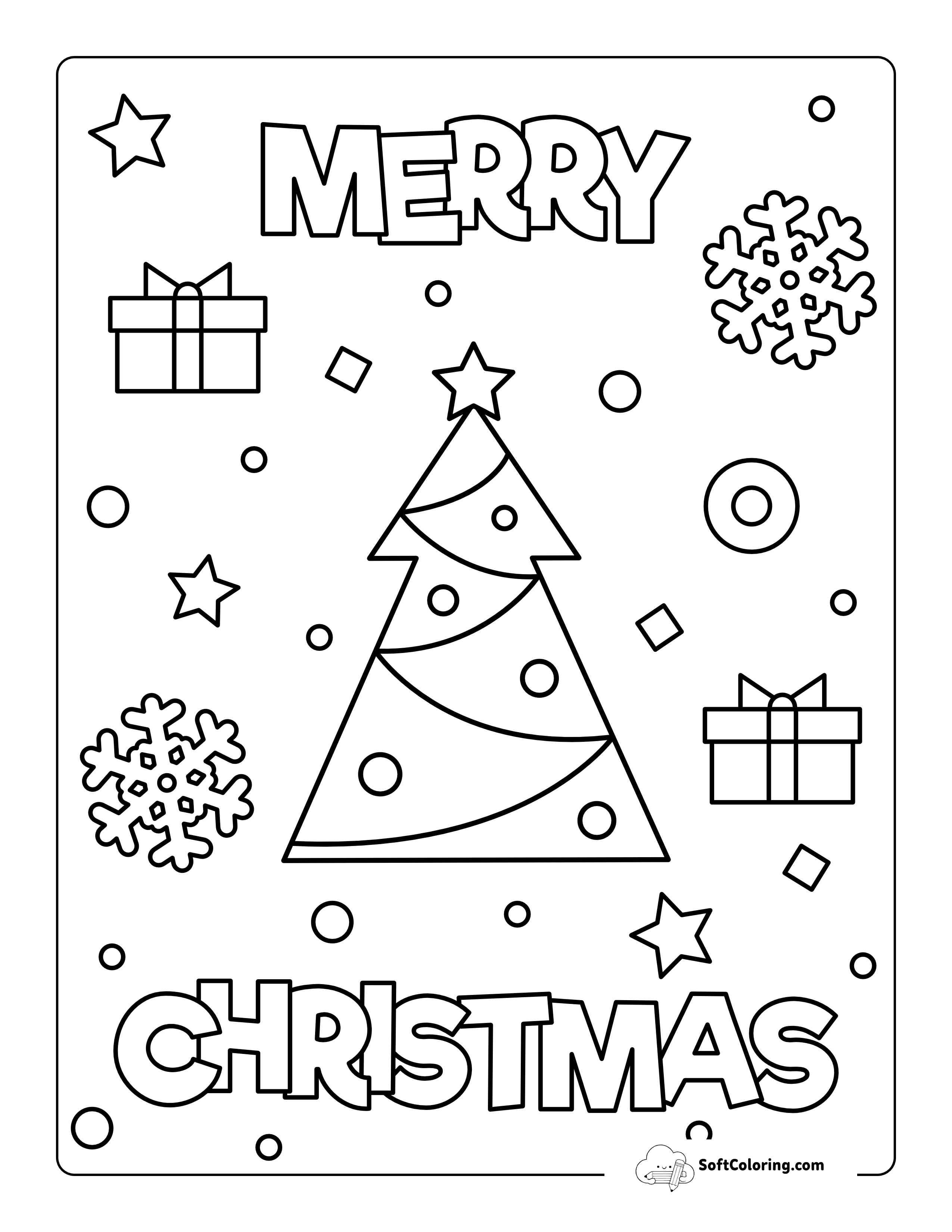 "Merry Christmas" Coloring Page For Kids