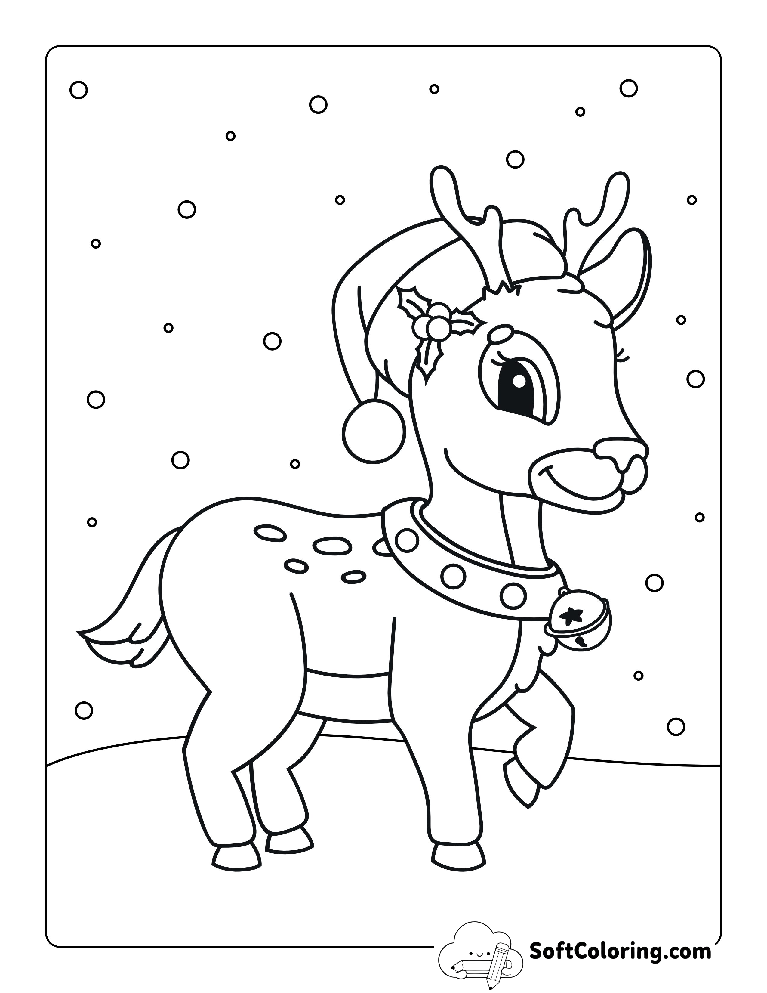 Easy Reindeer Coloring Sheet for Kids