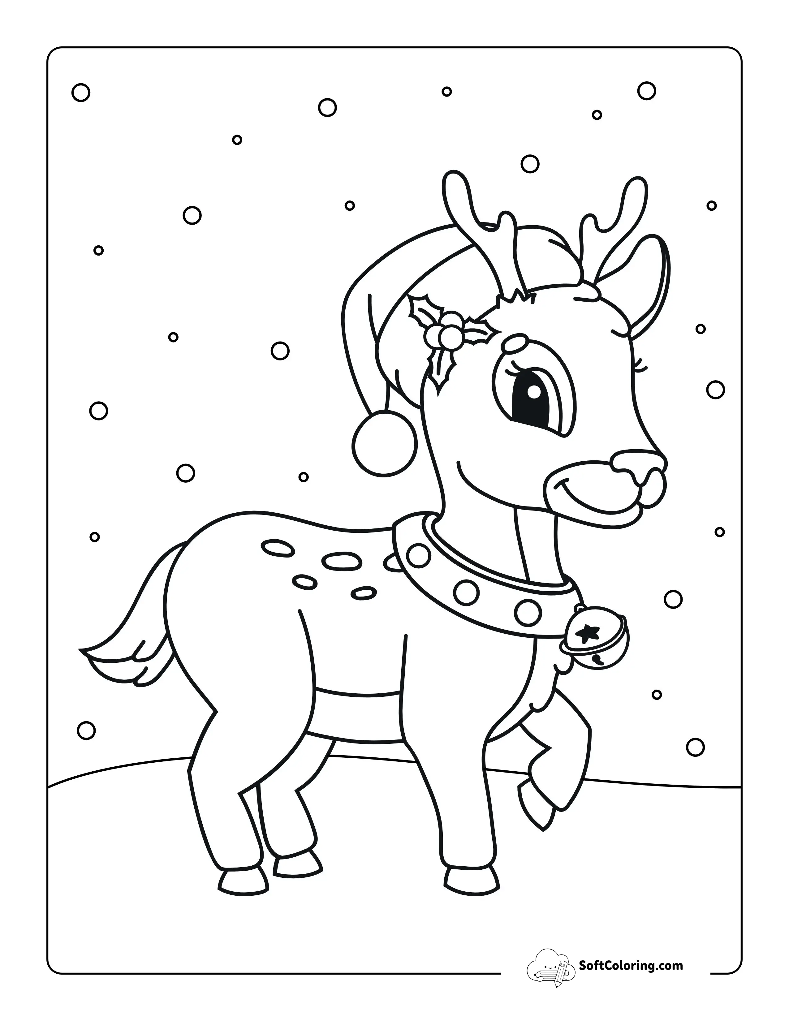Easy Reindeer Coloring Sheet For Kids