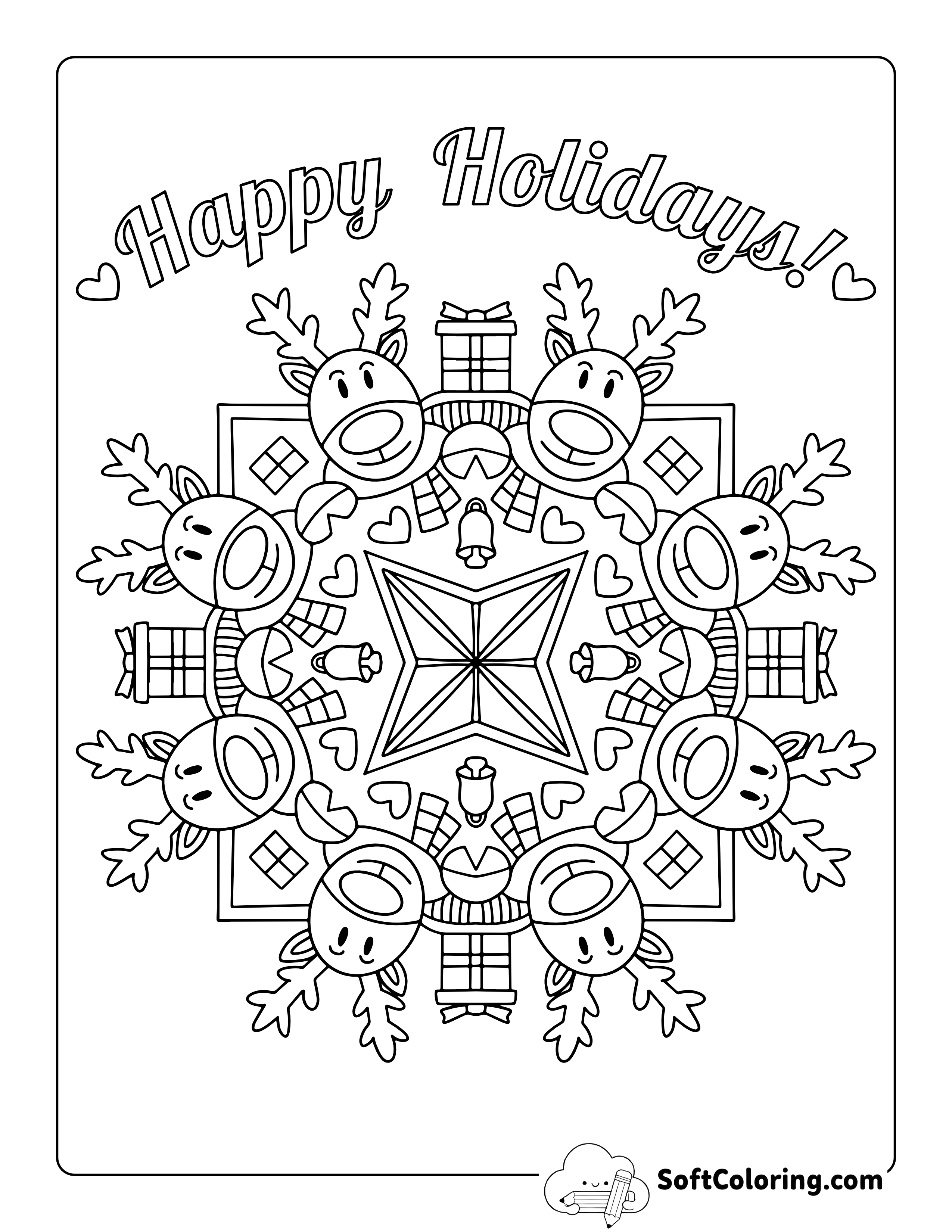 Reindeer Mandala Coloring Page for Kids