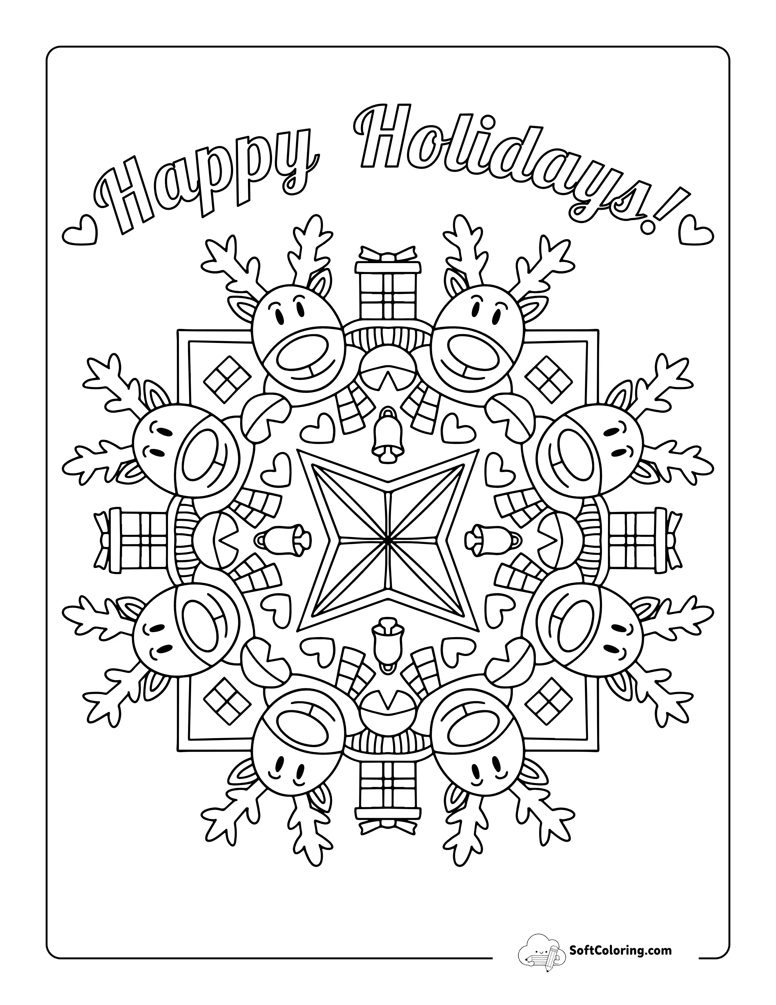 Reindeer Mandala Coloring Page For Kids