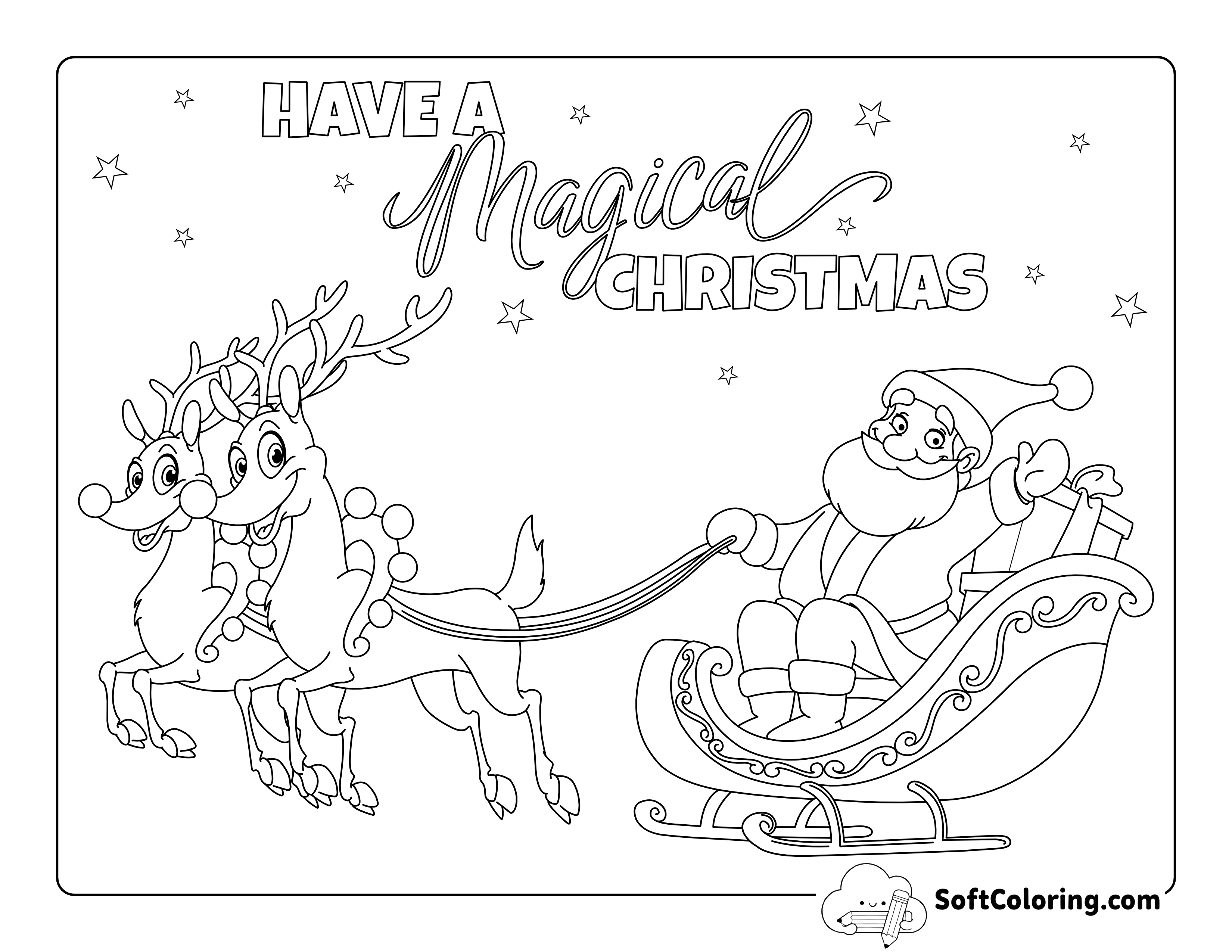 Cute Reindeer and Santa Coloring Sheet