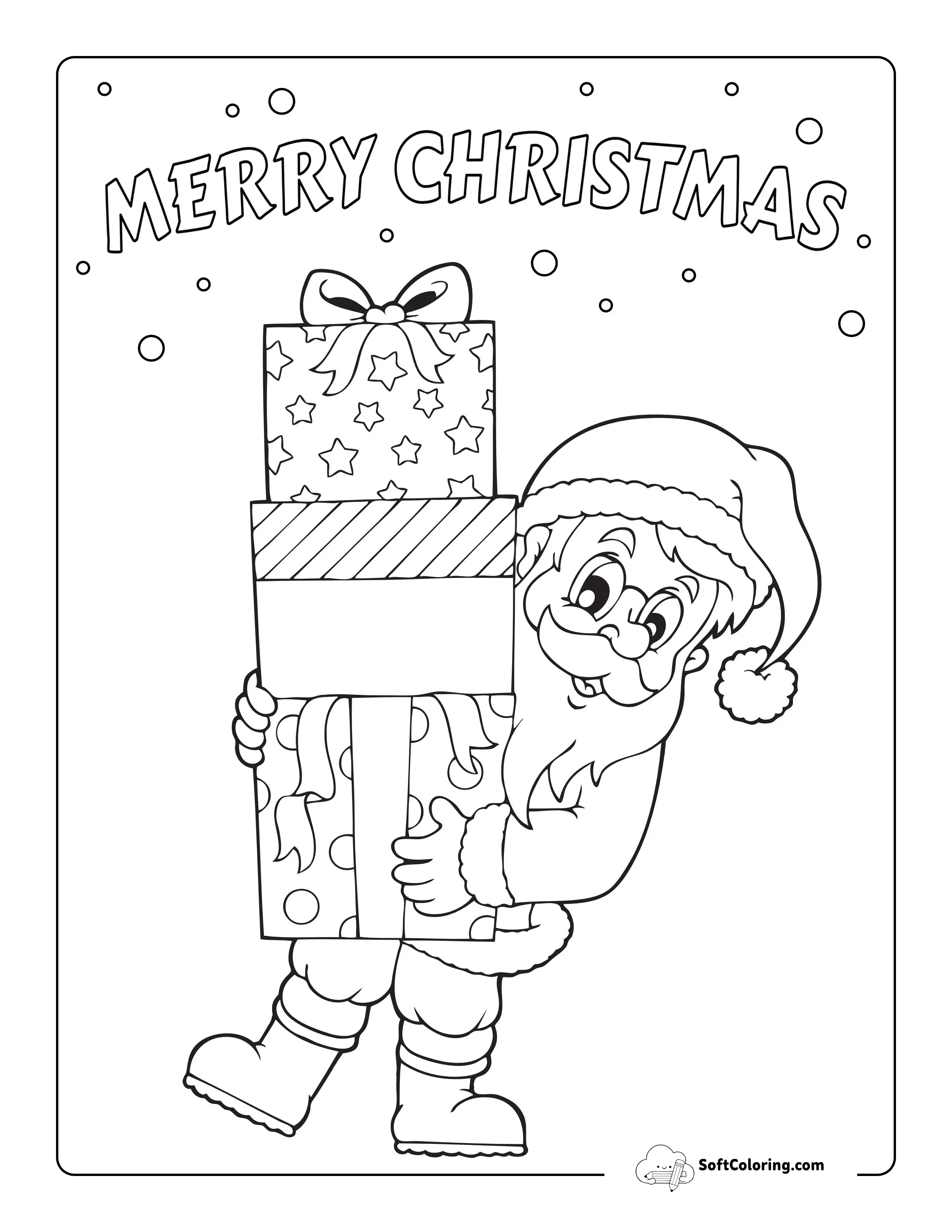 Cute Santa Coloring Page For Kids