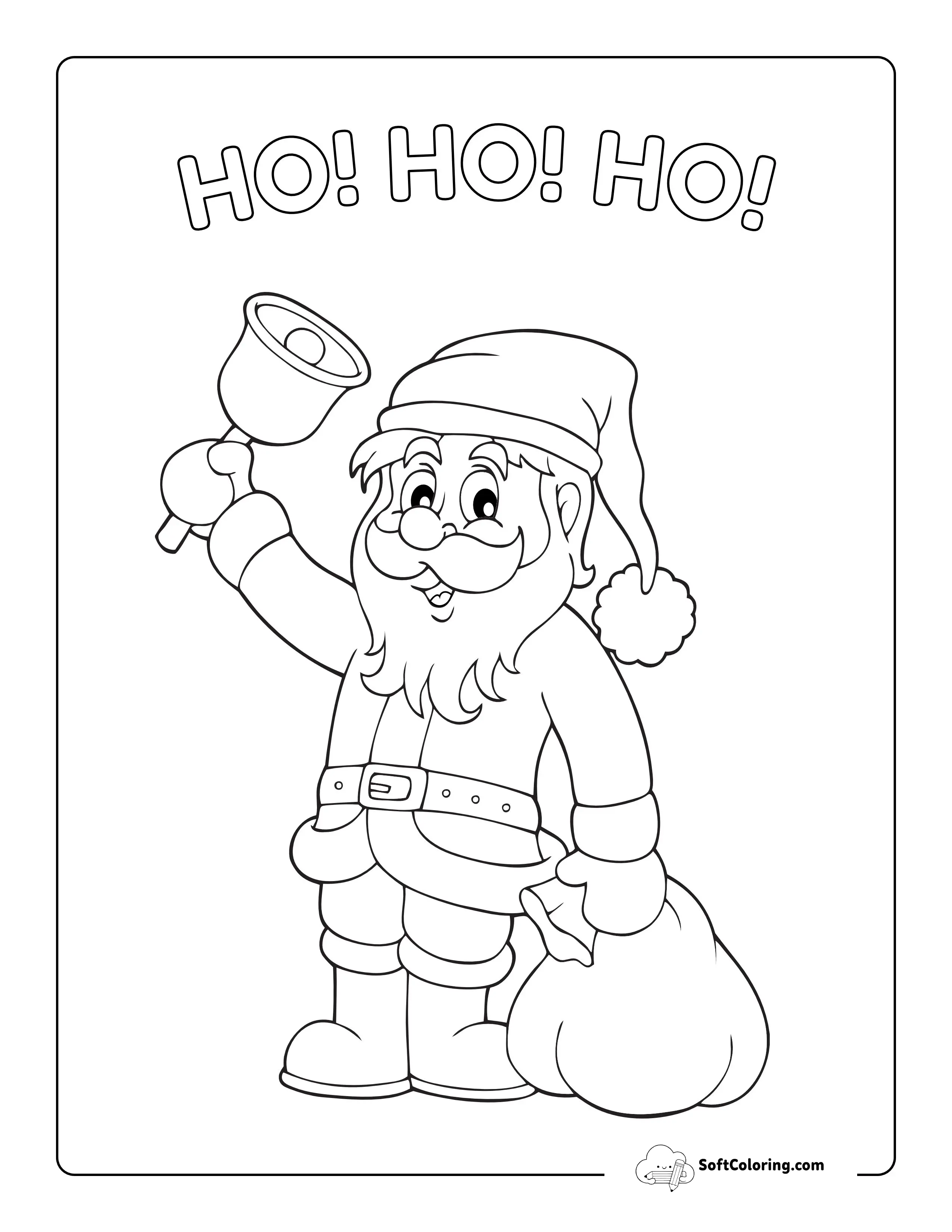 Santa Ringing His Bell Coloring Picture