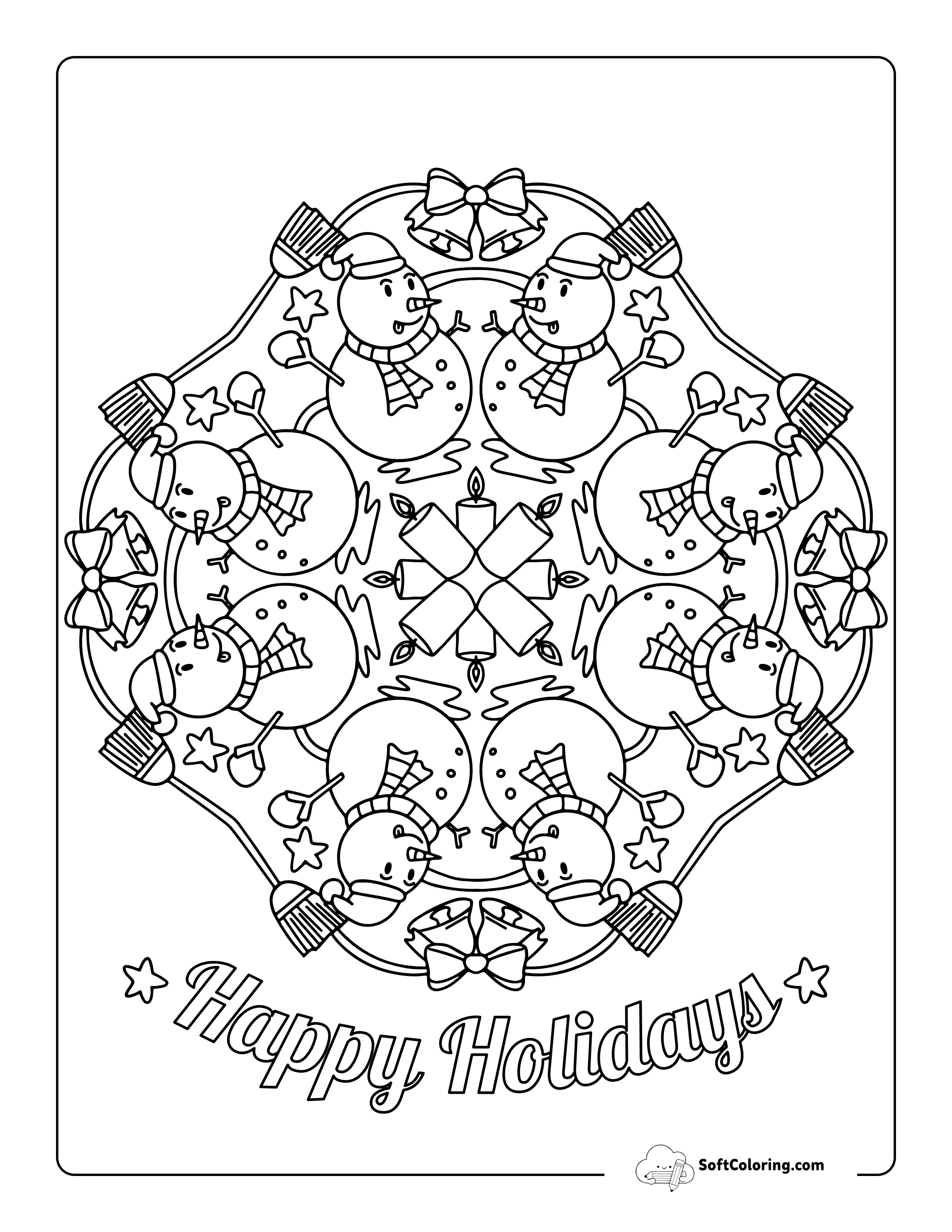 Snowman Mandala Coloring Sheet