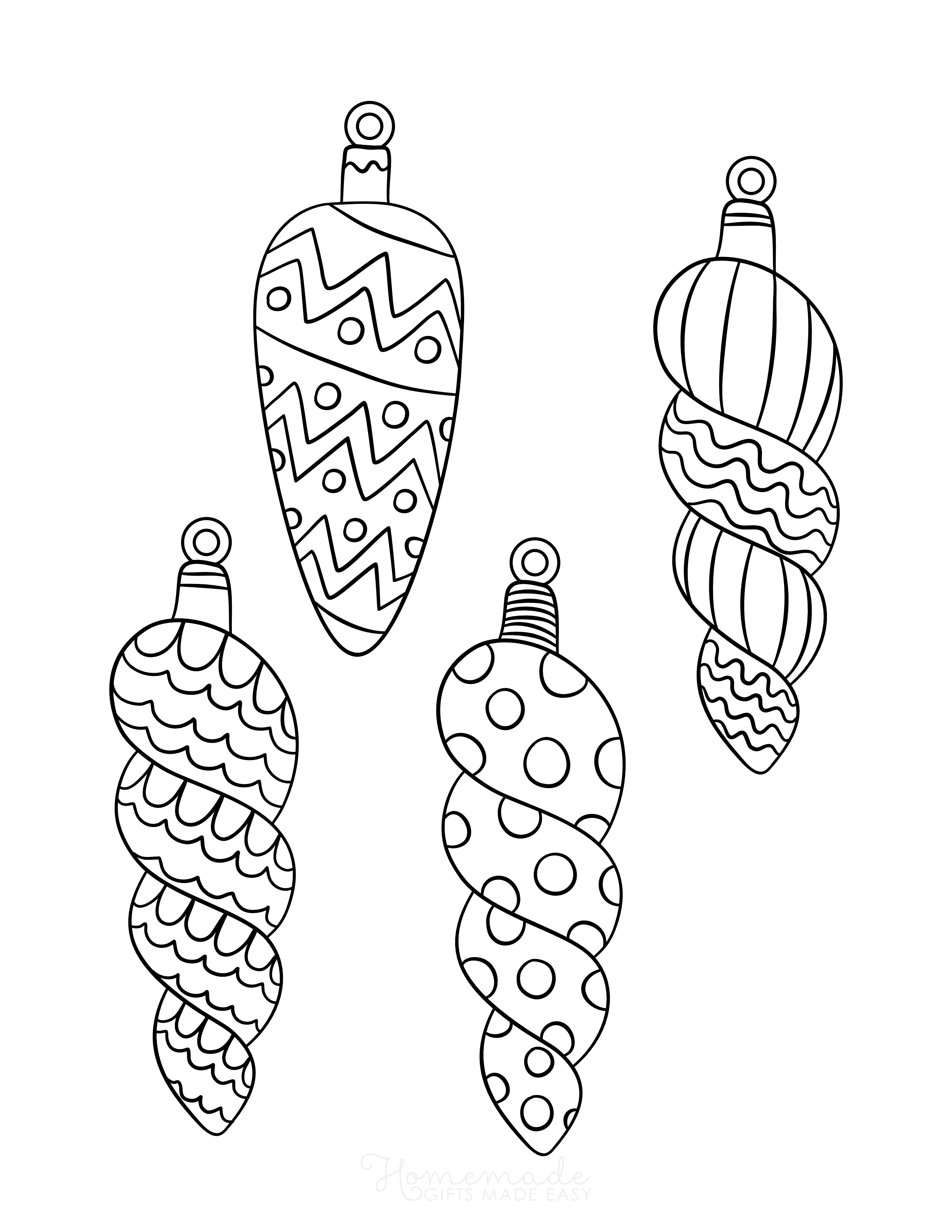Patterned Drop Ornaments To Color
