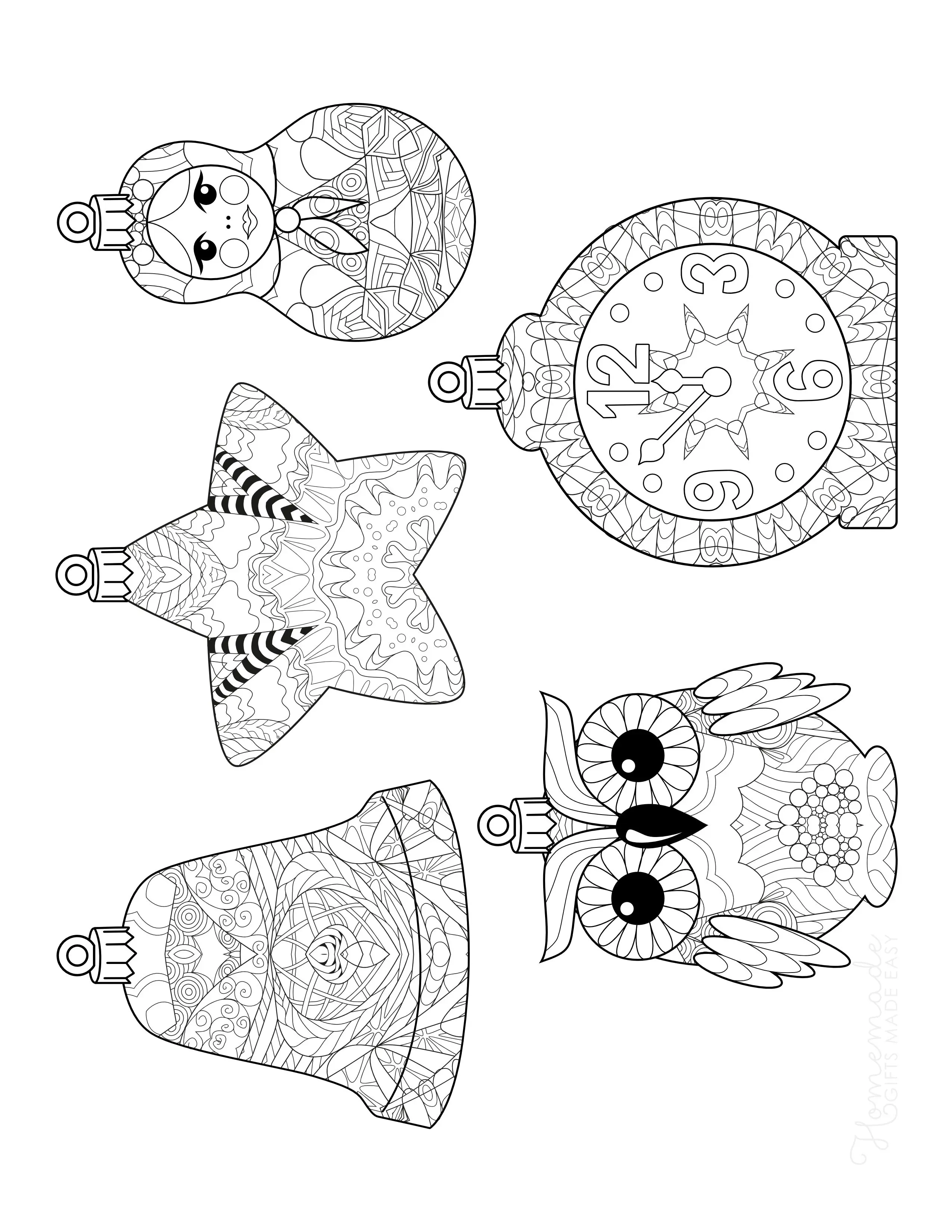 Christmas Decoration Zentangles For Adults To Color