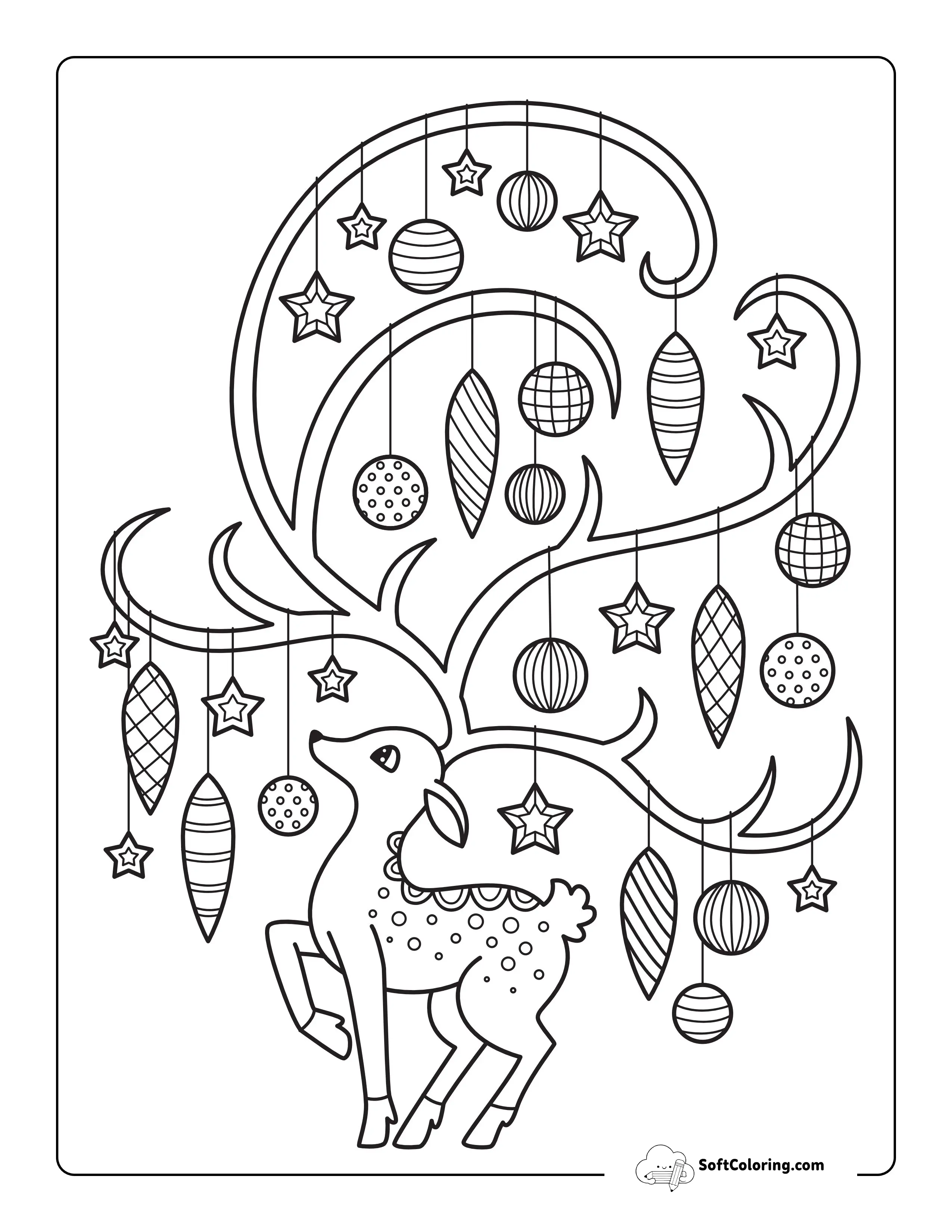 Deer With Christmas Ornaments Printable