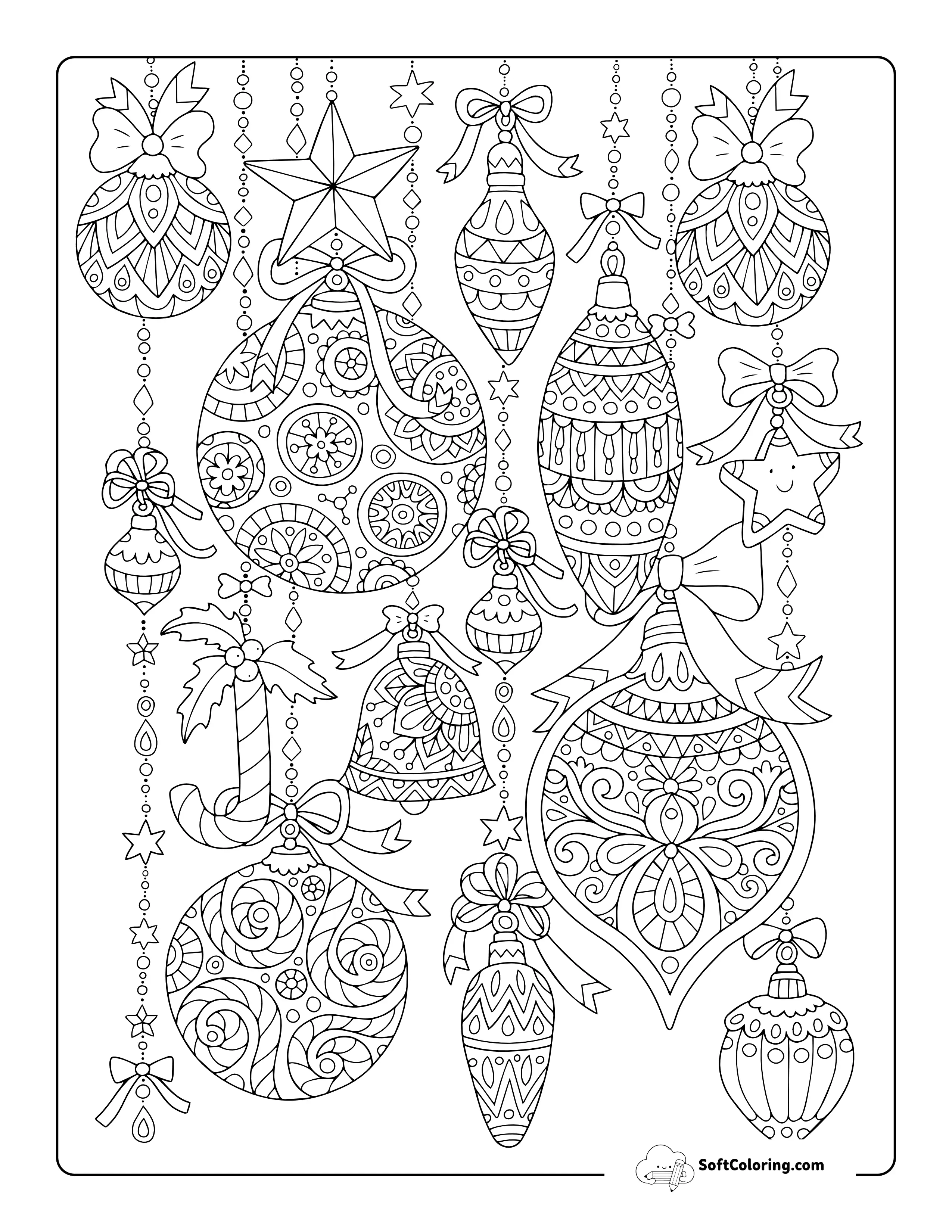Christmas Ornaments Coloring Page For Adults