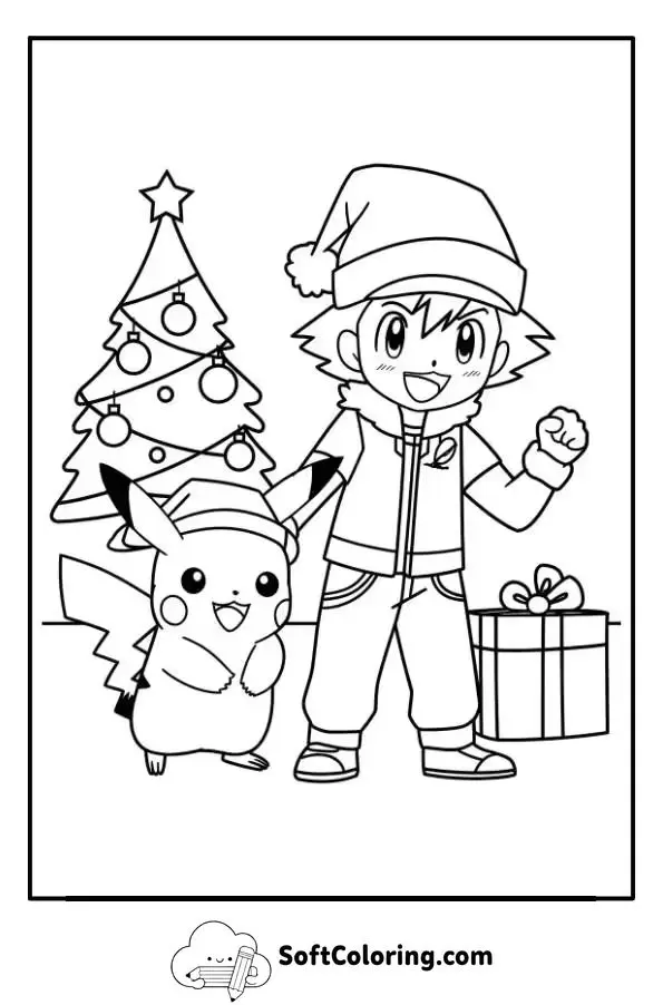 Pokemon Christmas Coloring Page