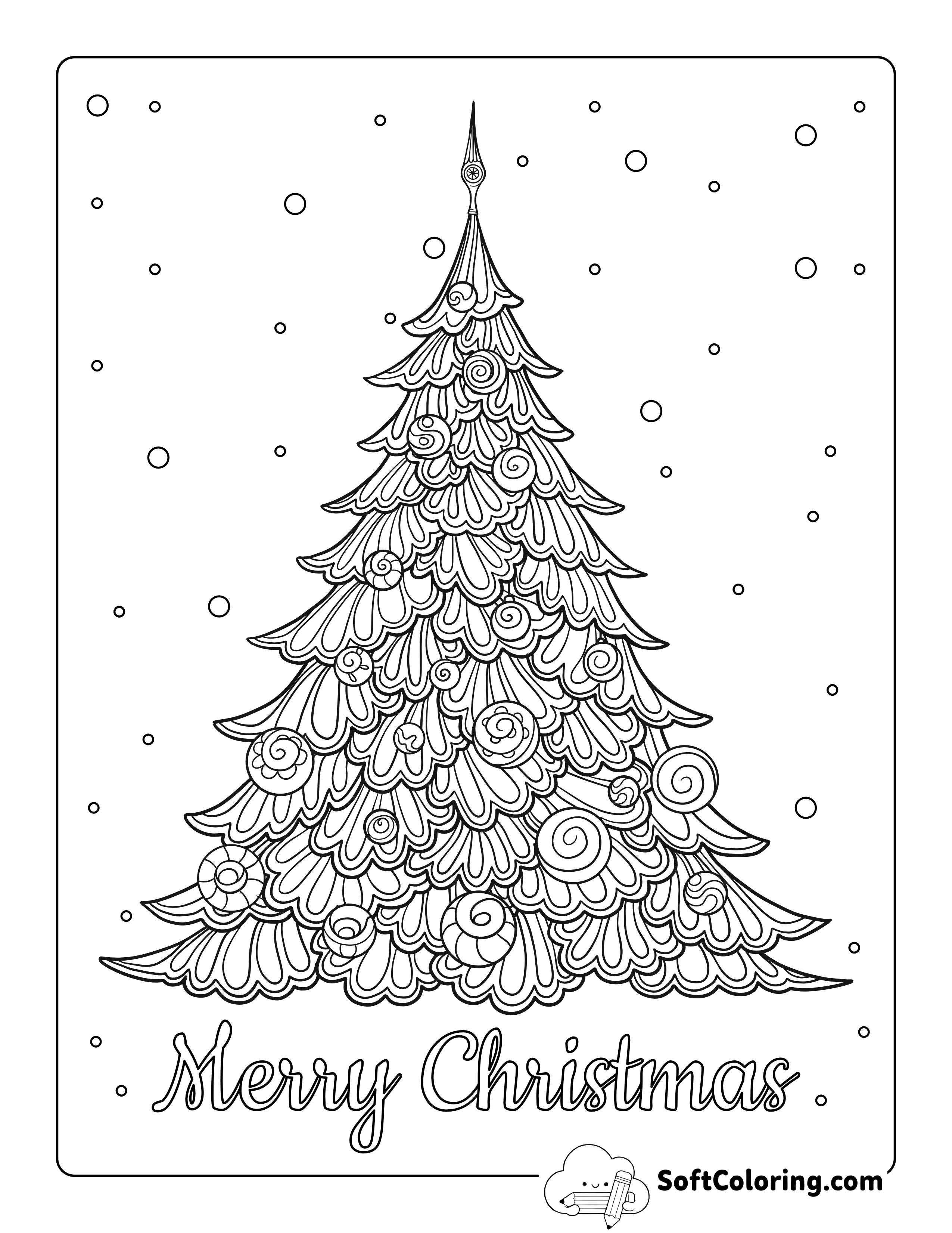 Christmas Tree Coloring Page for Adults