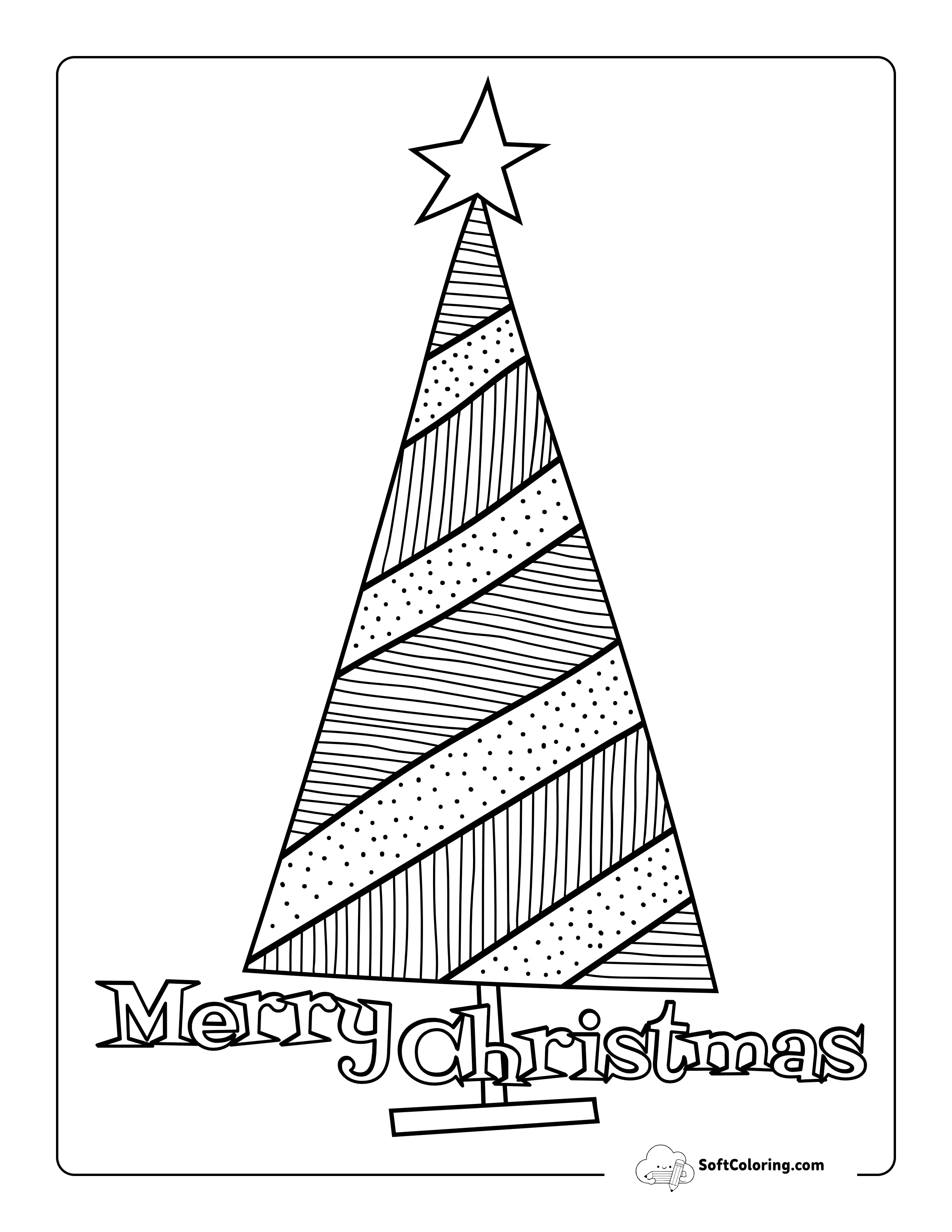 Easy Abstract Xmas Tree Coloring Sheet For Adults