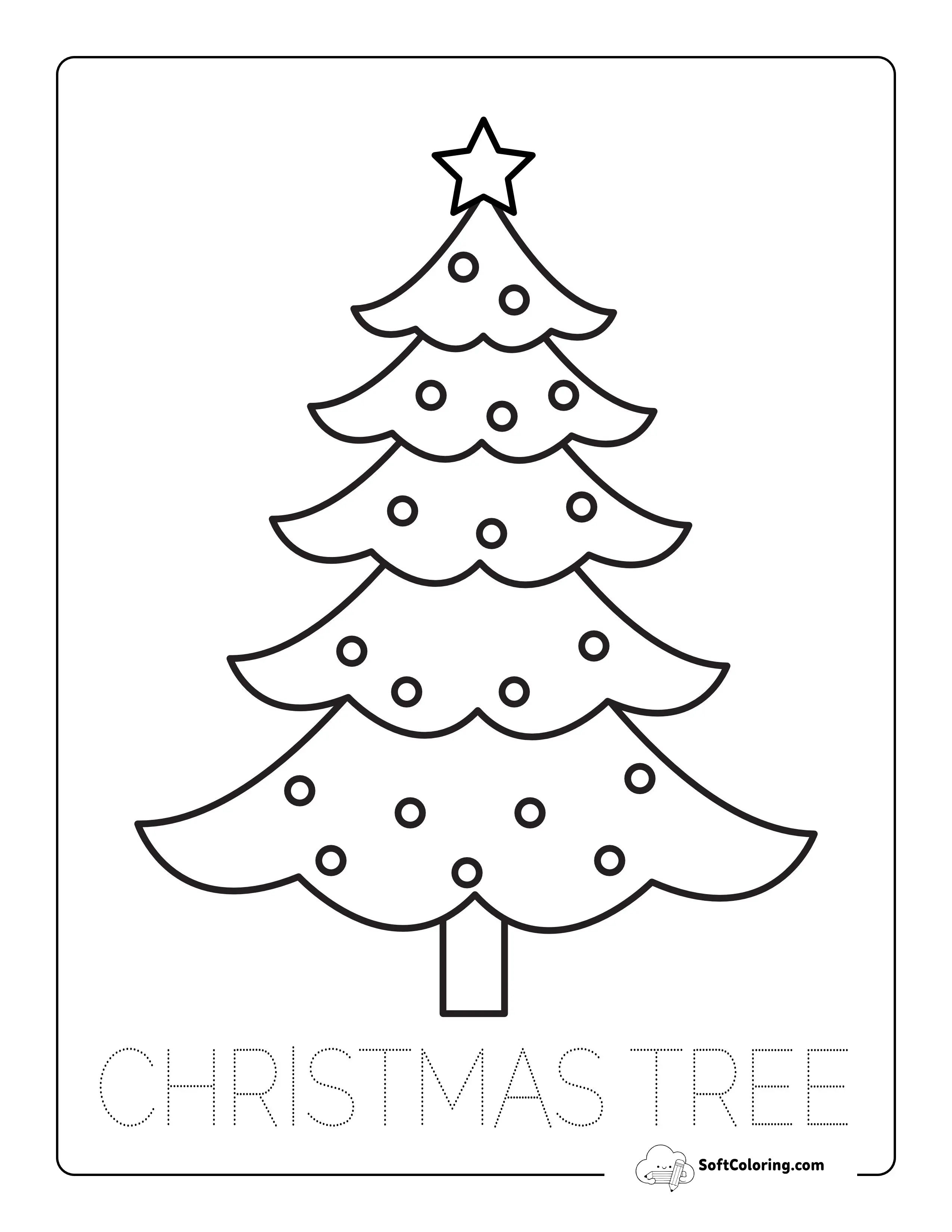 Easy Black And White Christmas Tree To Color