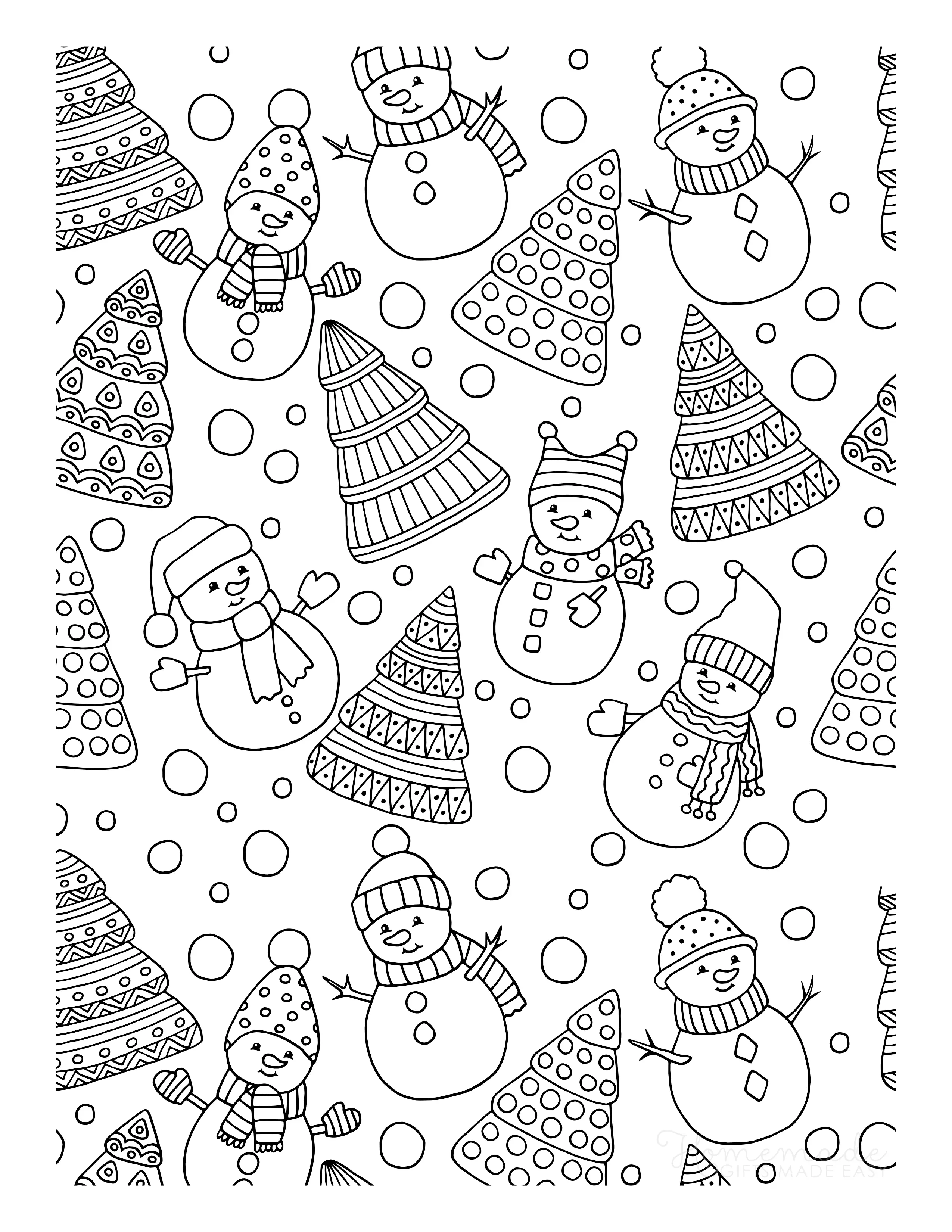 Mini-Snowmen And Christmas Trees Printable For Adults