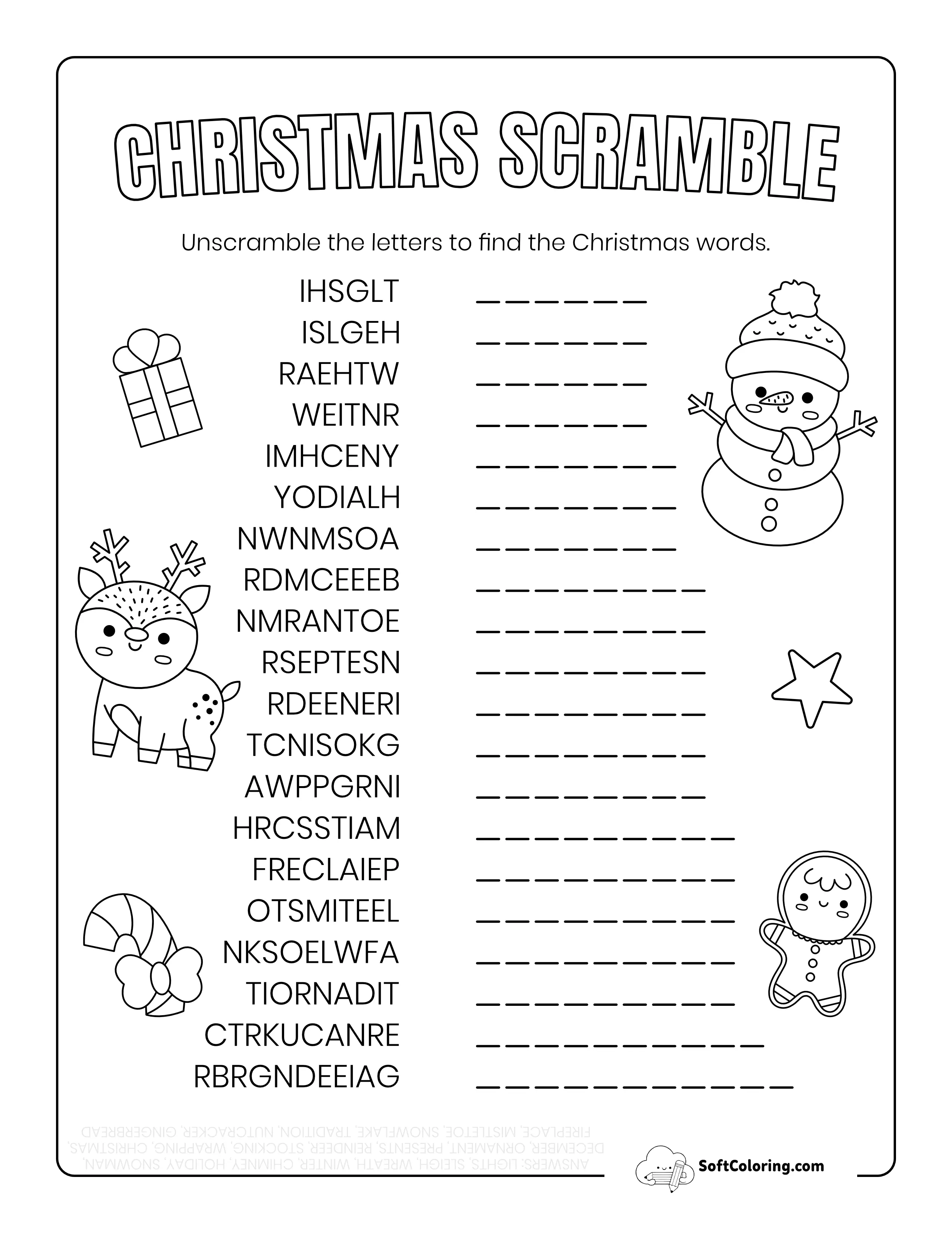 Hard Christmas Word Scramble