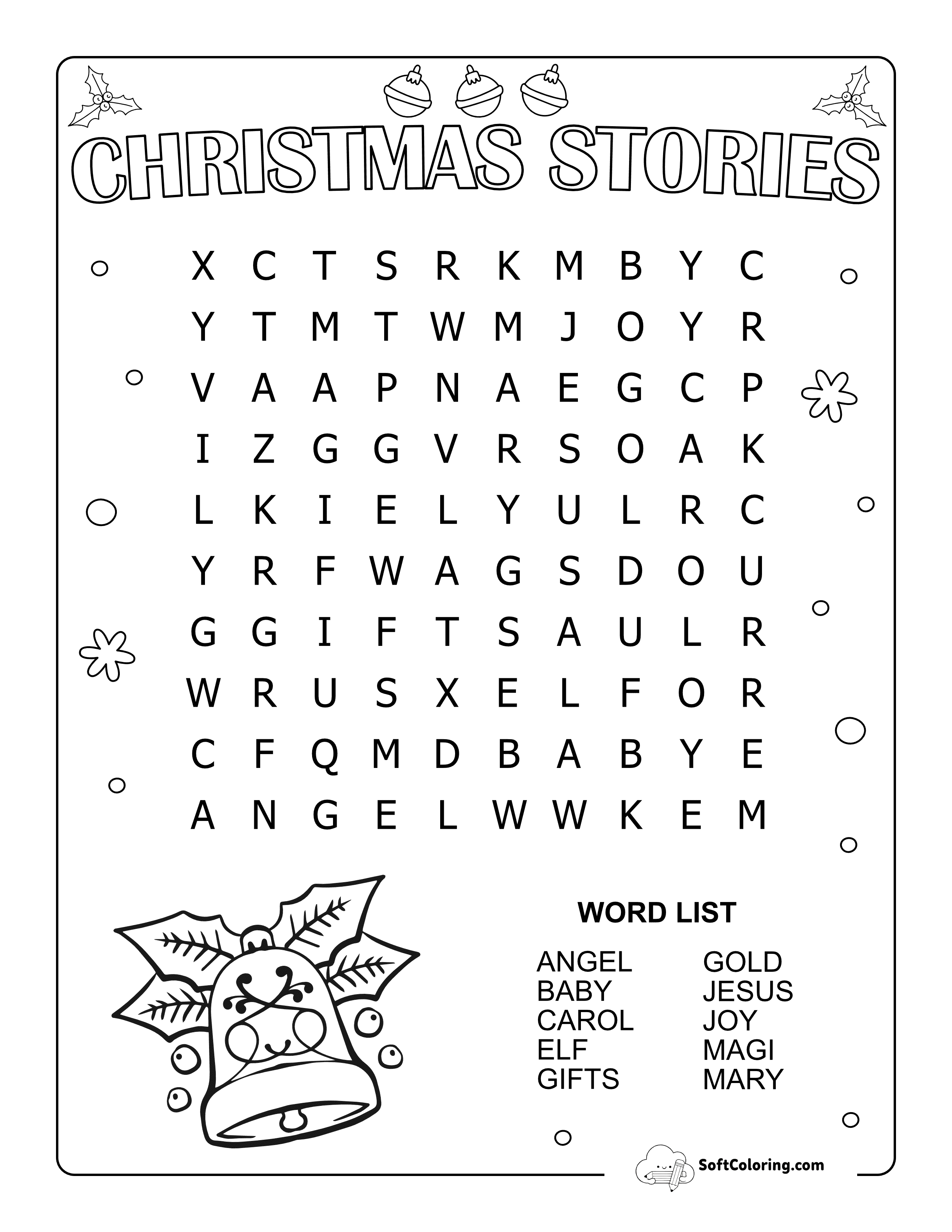 New! Easy Christmas Stories Word Search