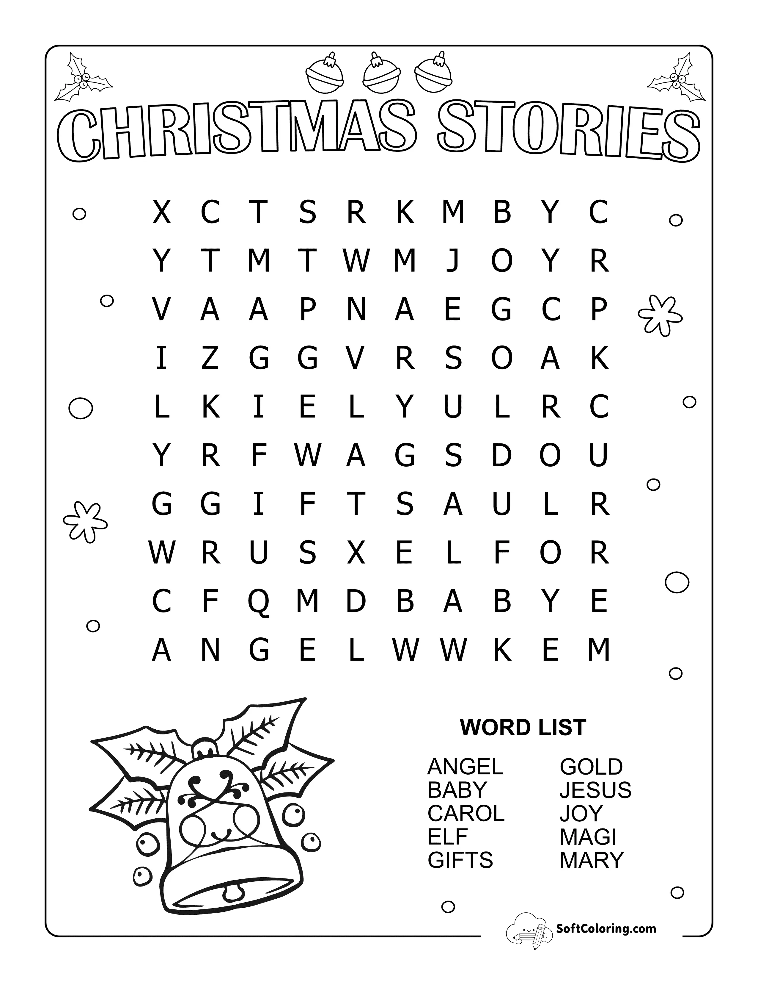 New! Easy Christmas Stories Word Search