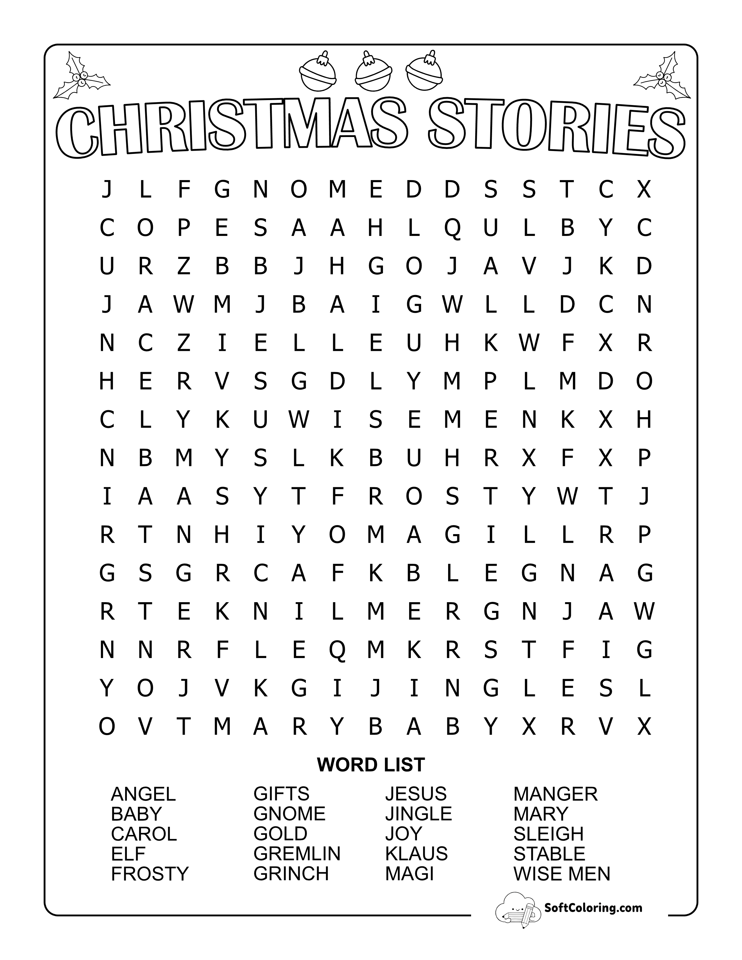 Medium Christmas Stories Word Search