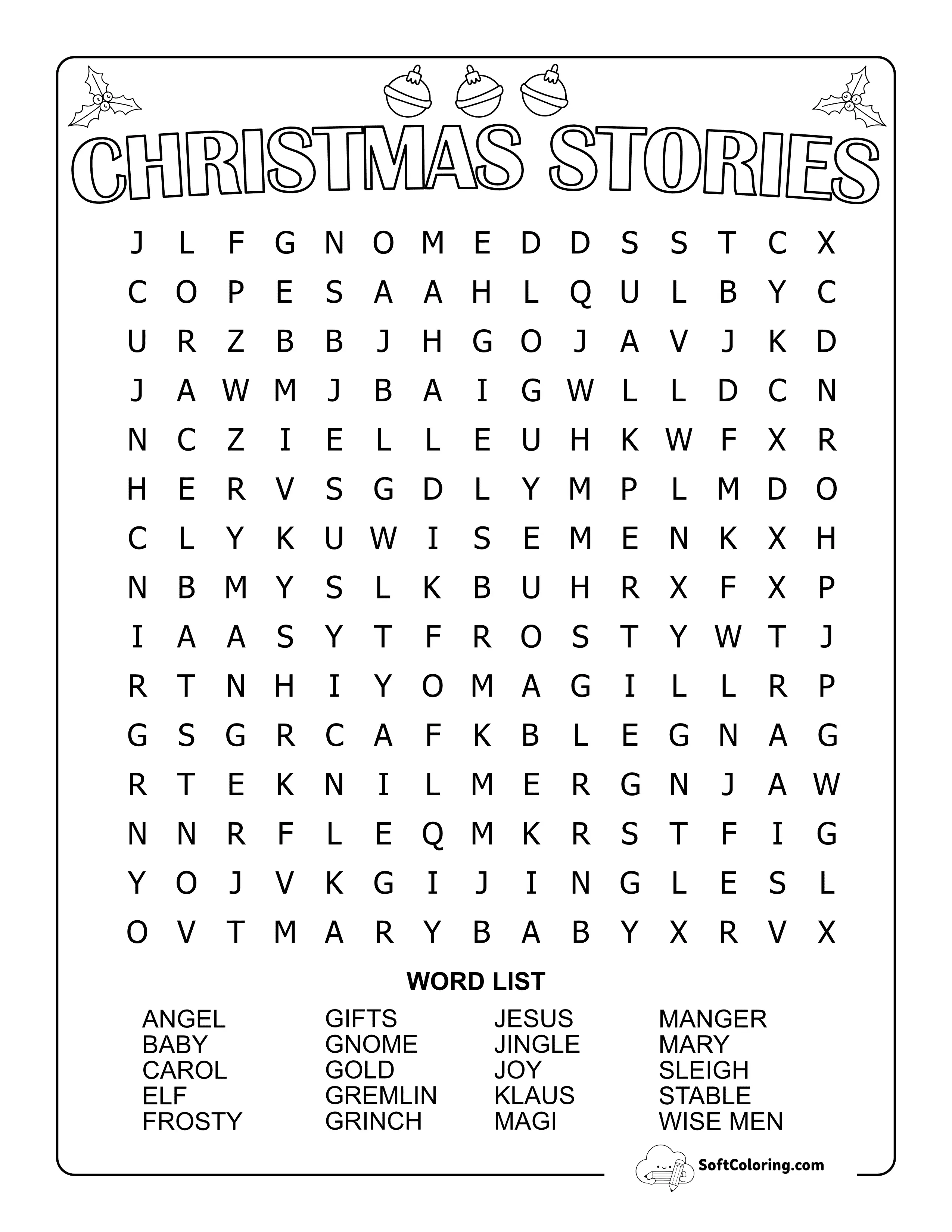 Medium Christmas Stories Word Search