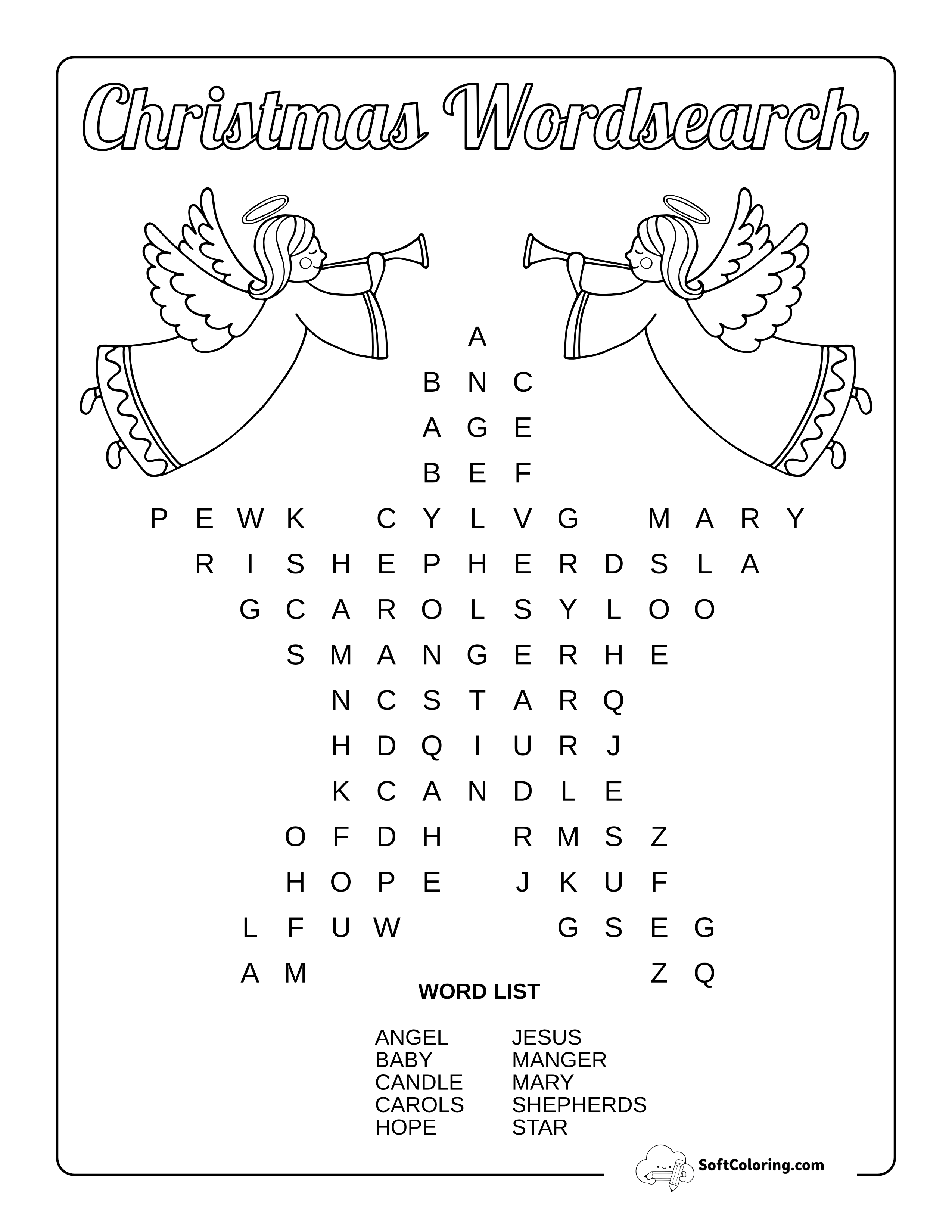 Easy Star Christmas Word Search