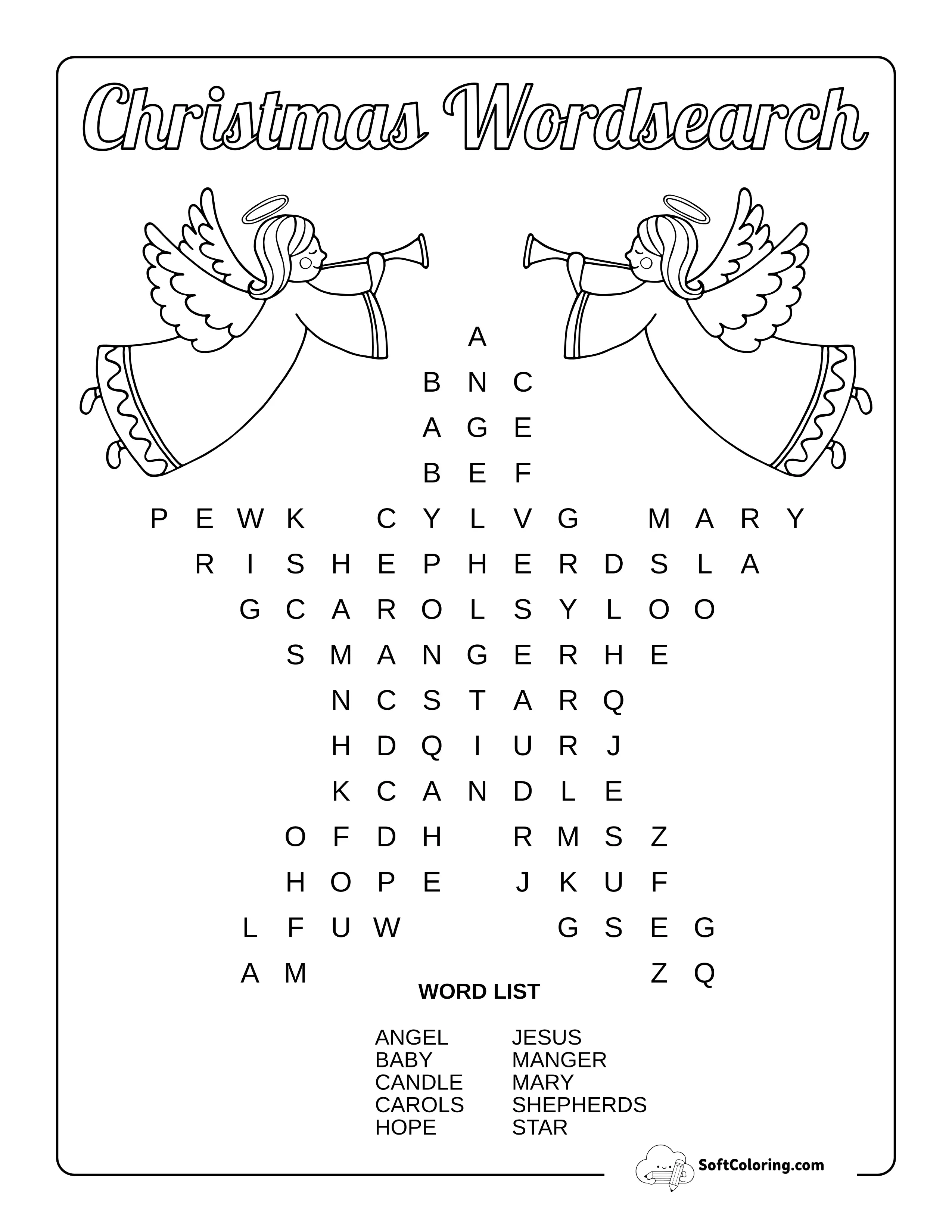 Easy Star Christmas Word Search