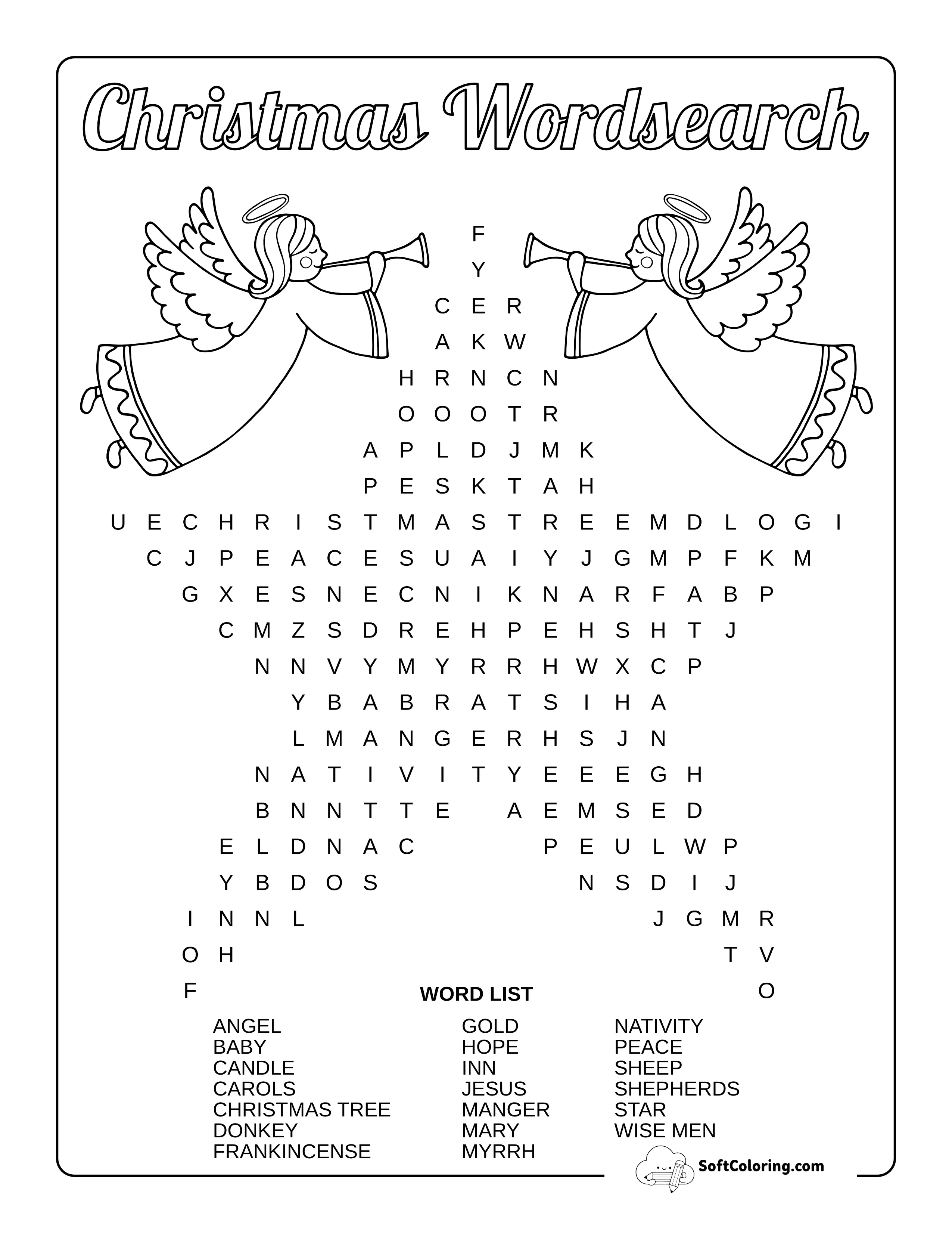 Medium Star Christmas Word Search