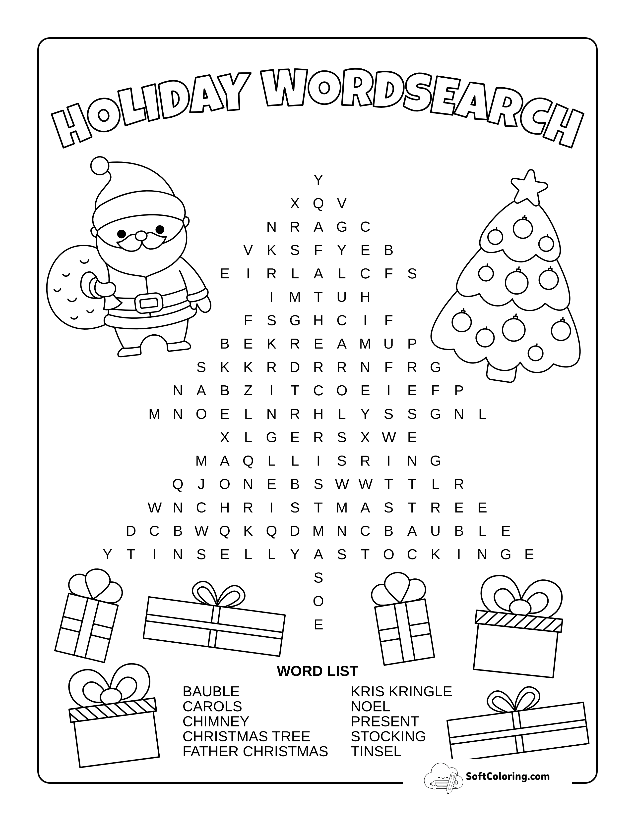 Easy Tree Christmas Word Search
