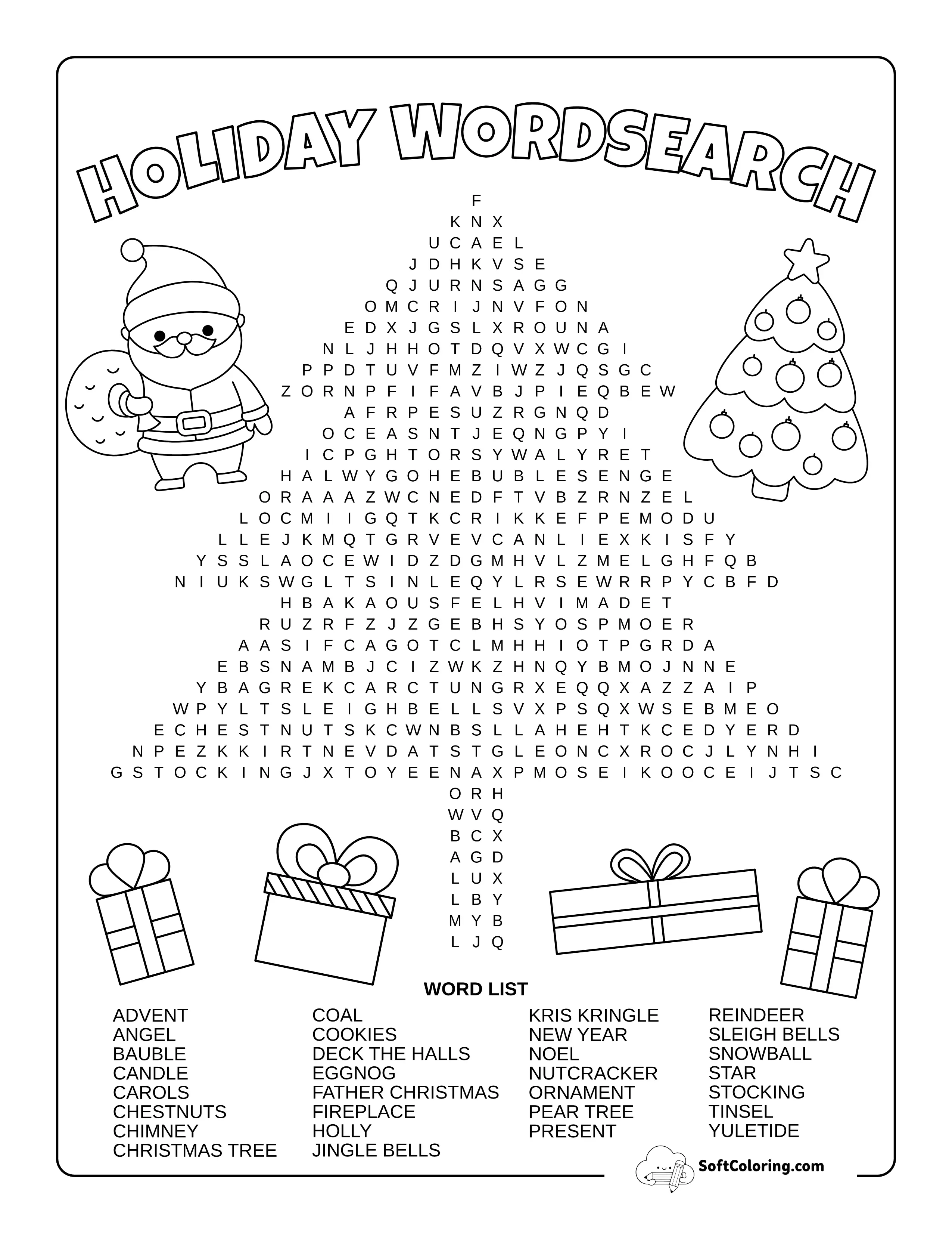Hard Tree Christmas Word Search